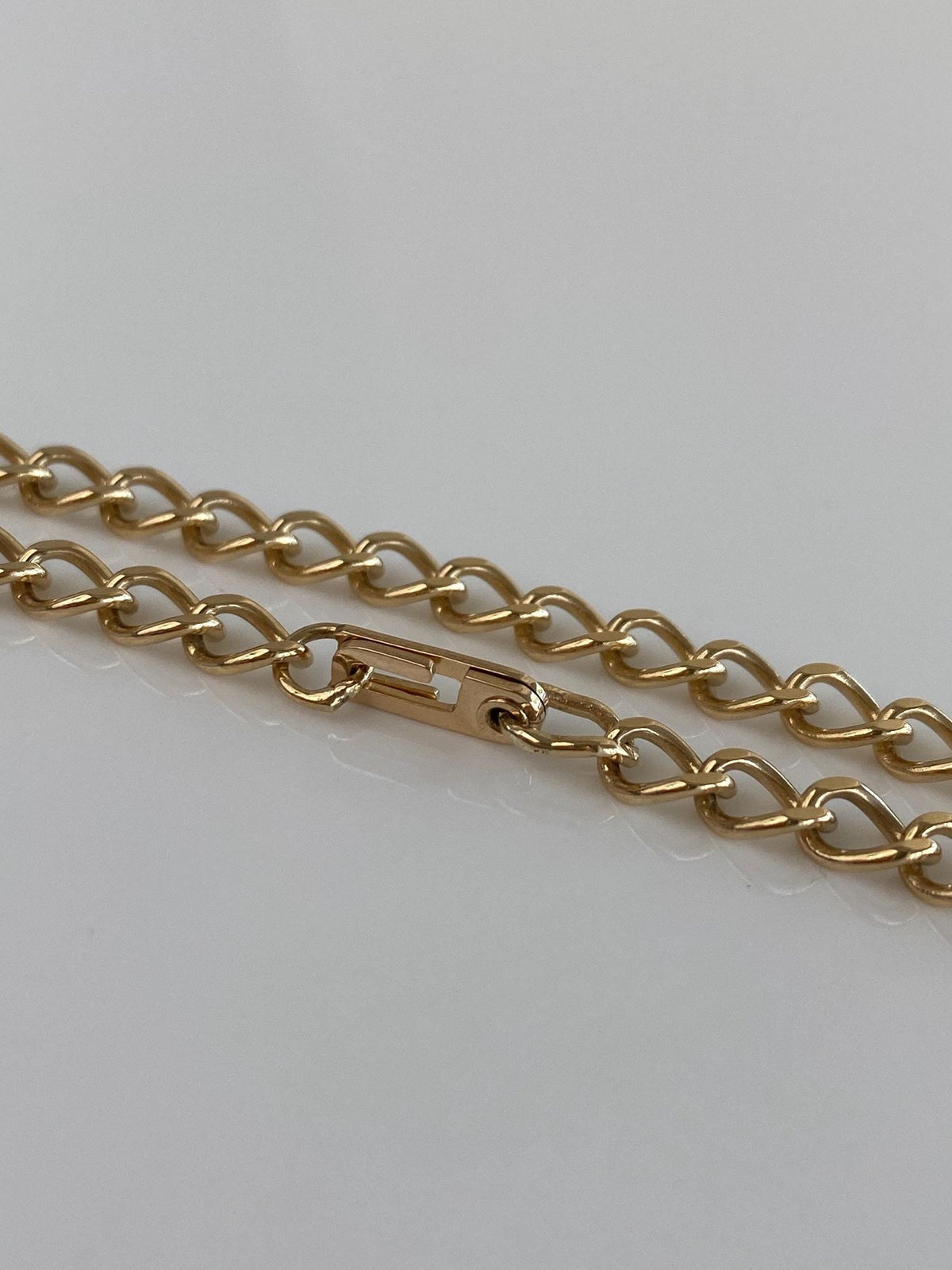 Vintage Solid 14k Yellow Gold Elongated Curb Chain Bracelet - 7.5 inches