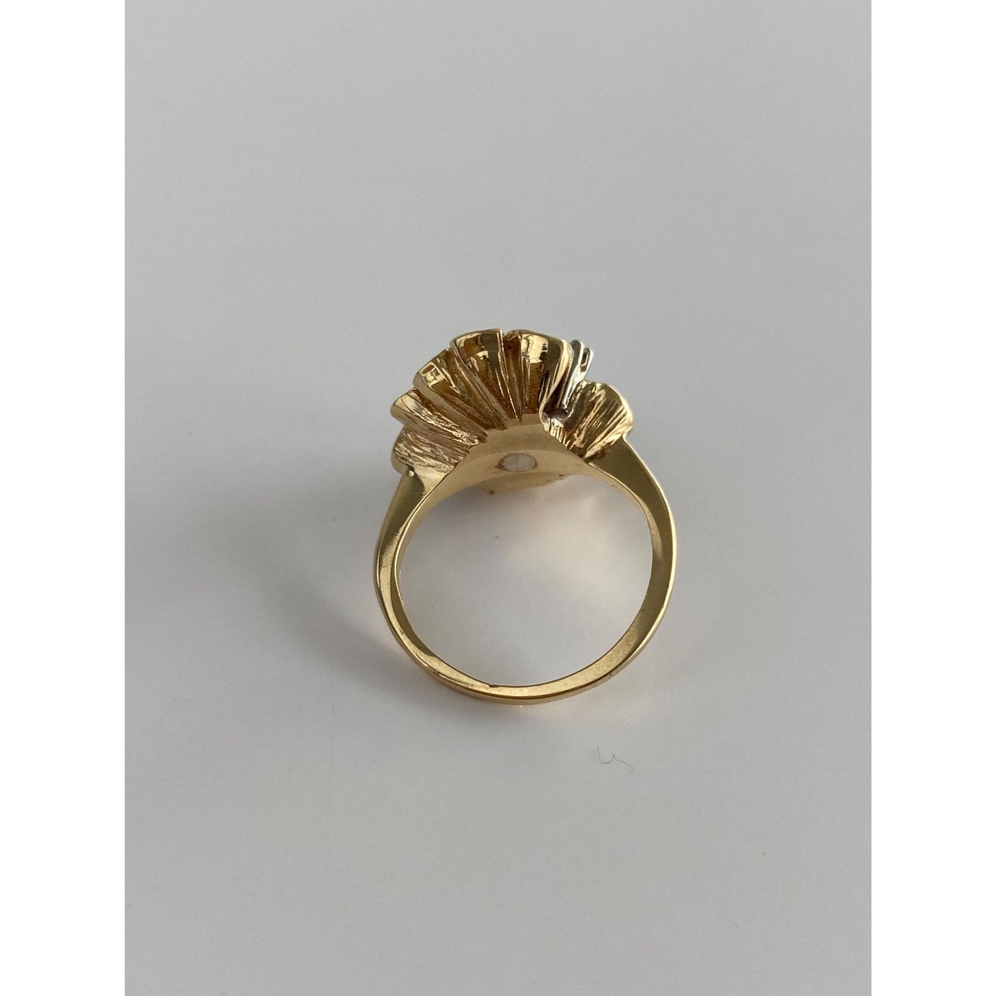 Vintage Solid 14k Yellow Gold Diamond Cluster Flower Ring - Size 4.25
