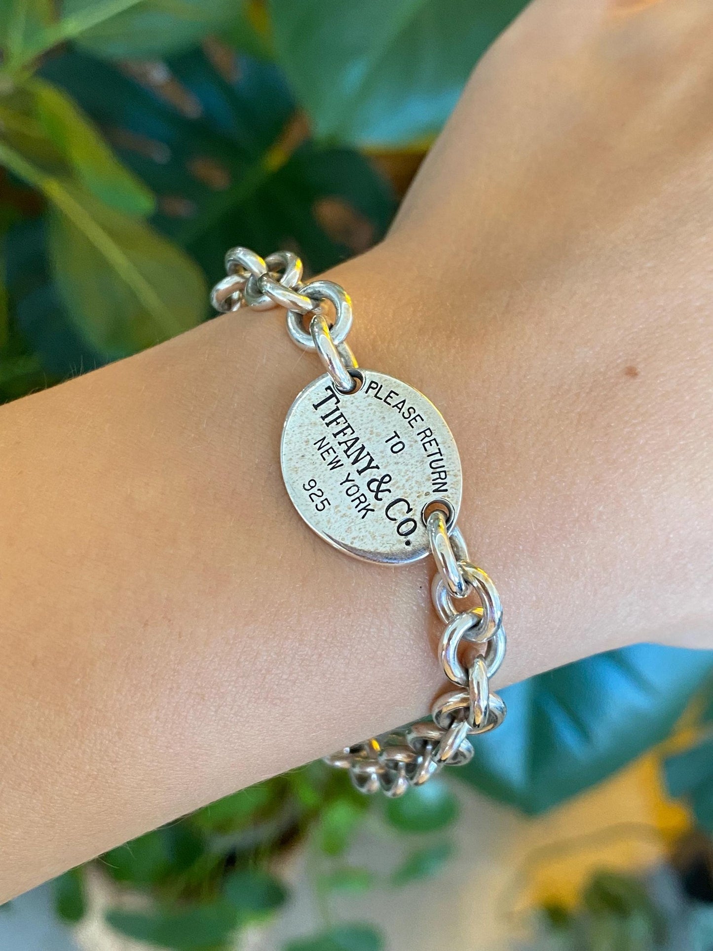 Tiffany & Co. Solid Sterling Silver Rolo Chain Bracelet - 7.75 Inches