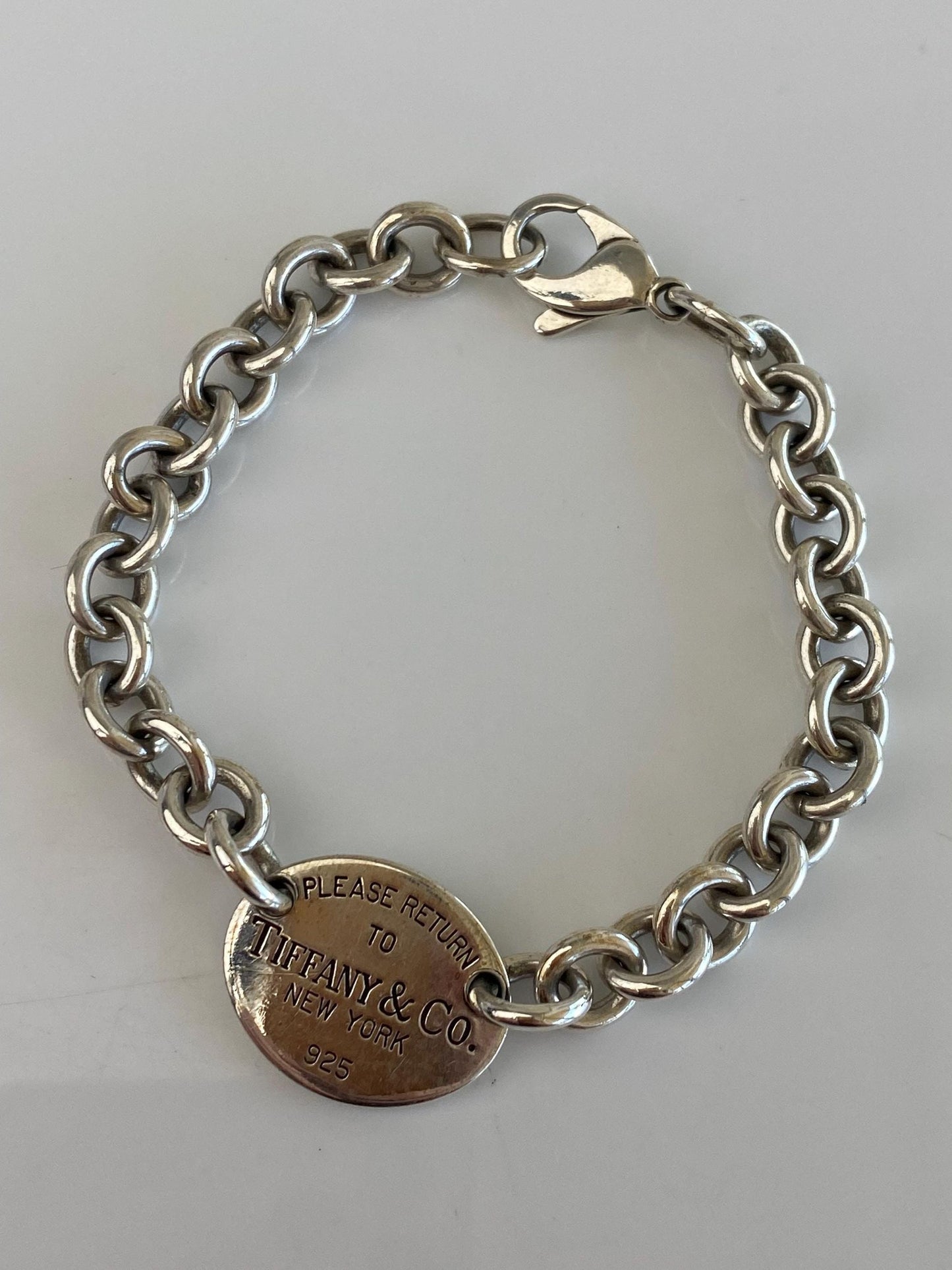 Tiffany & Co. Solid Sterling Silver Rolo Chain Bracelet - 7.75 Inches