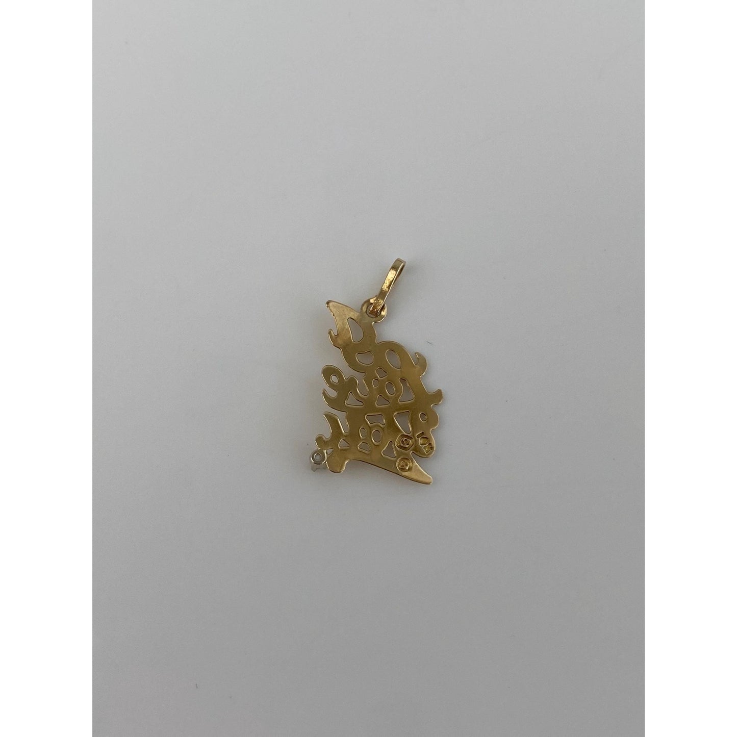 Solid 14k Yellow Gold Clear Spinel 'I Love You' Charm