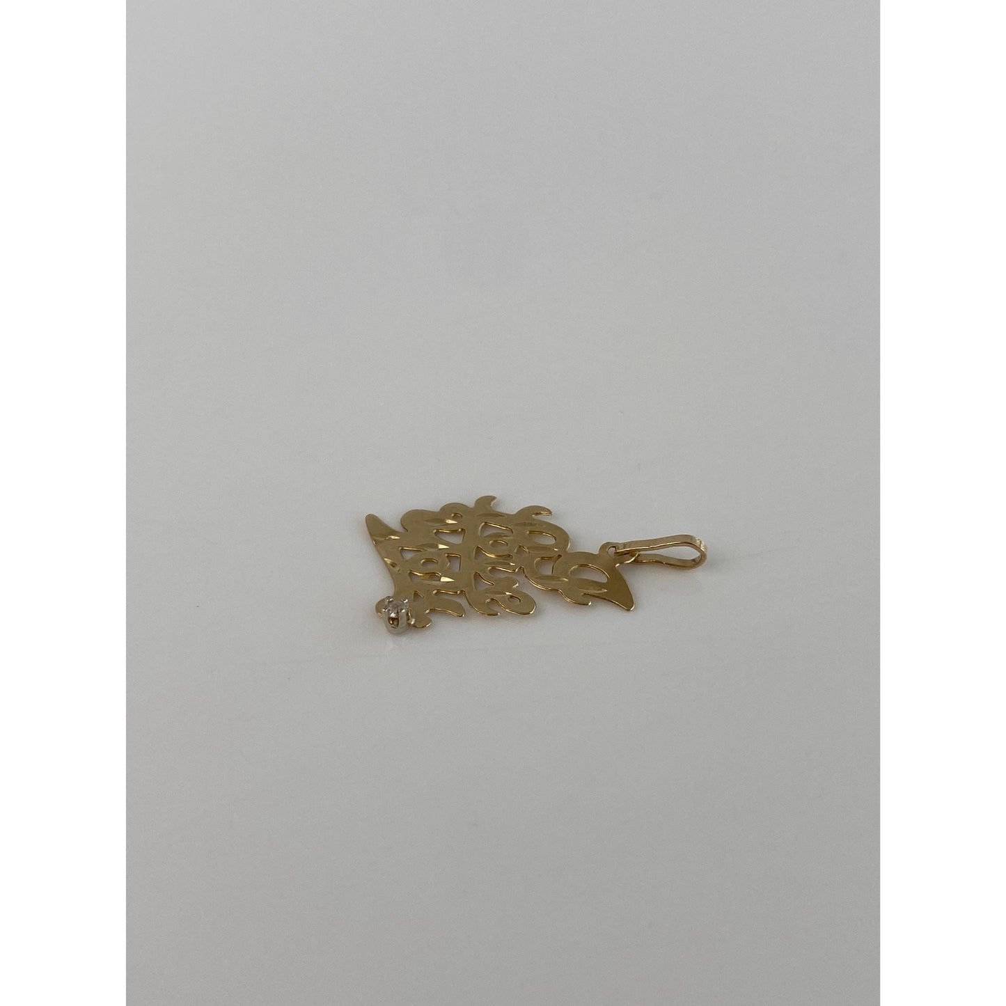 Solid 14k Yellow Gold Clear Spinel 'I Love You' Charm