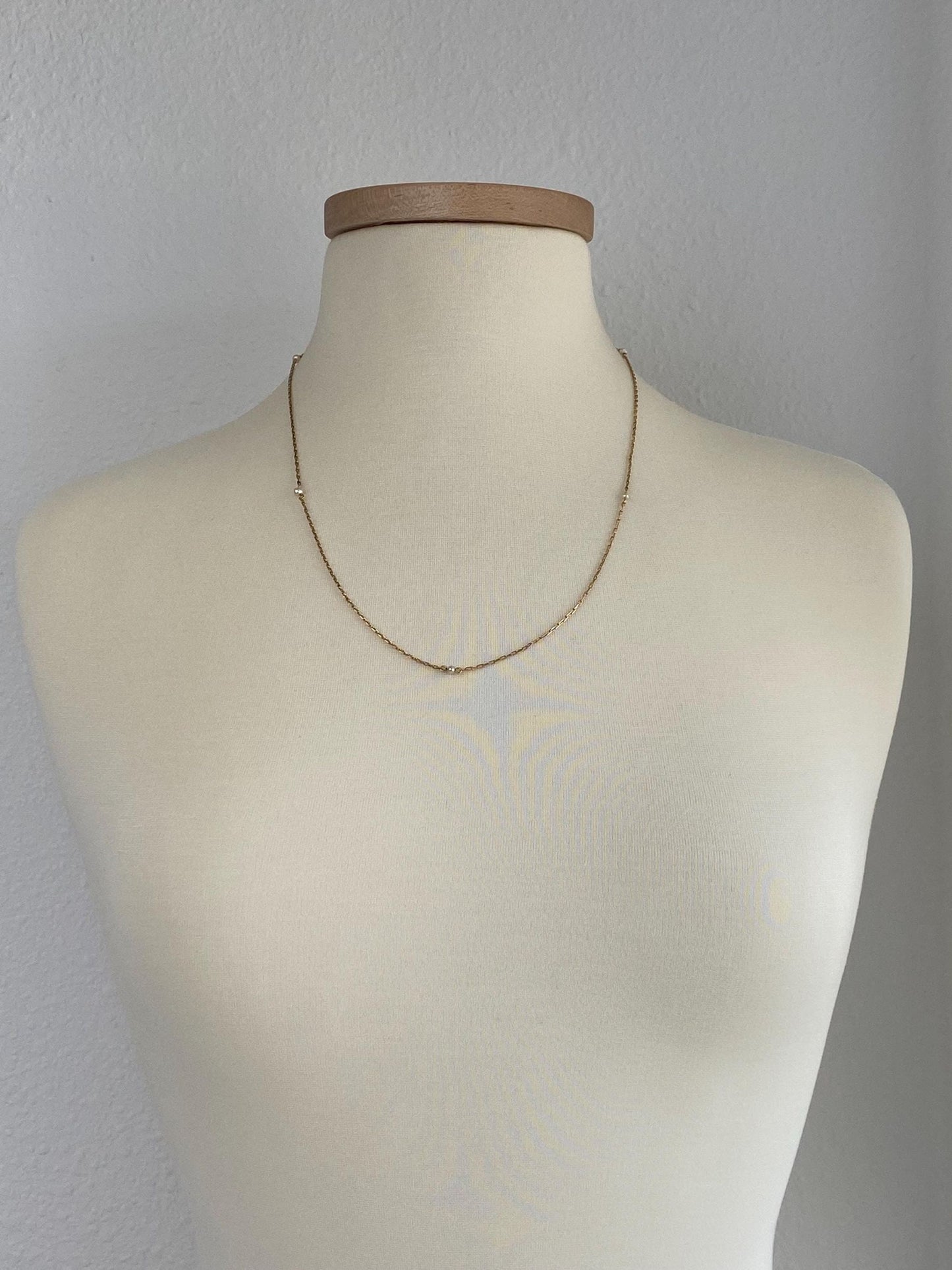 Vintage Solid 20k Yellow Gold Pearls Biker Link Chain Necklace - 23 inches