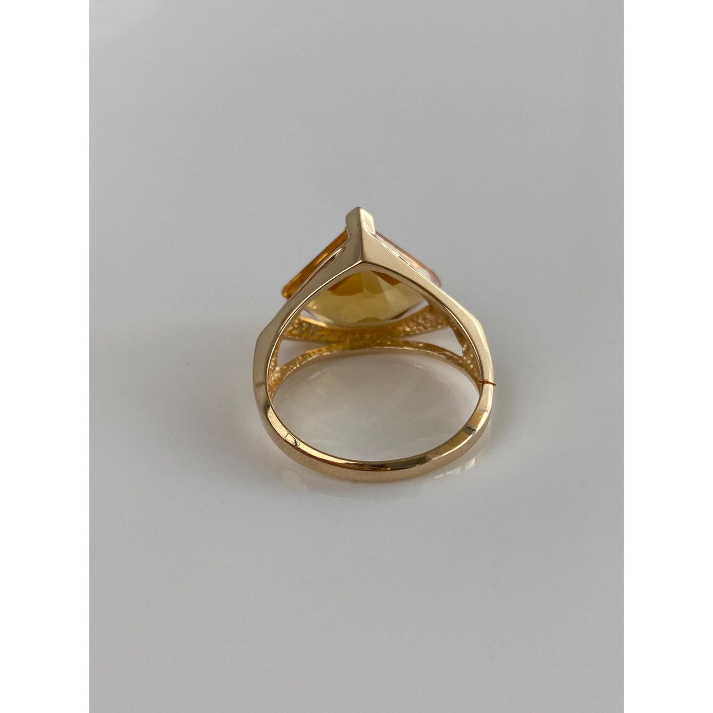 Vintage Solid 14k Yellow Gold Citrine Ring - Size 6.75