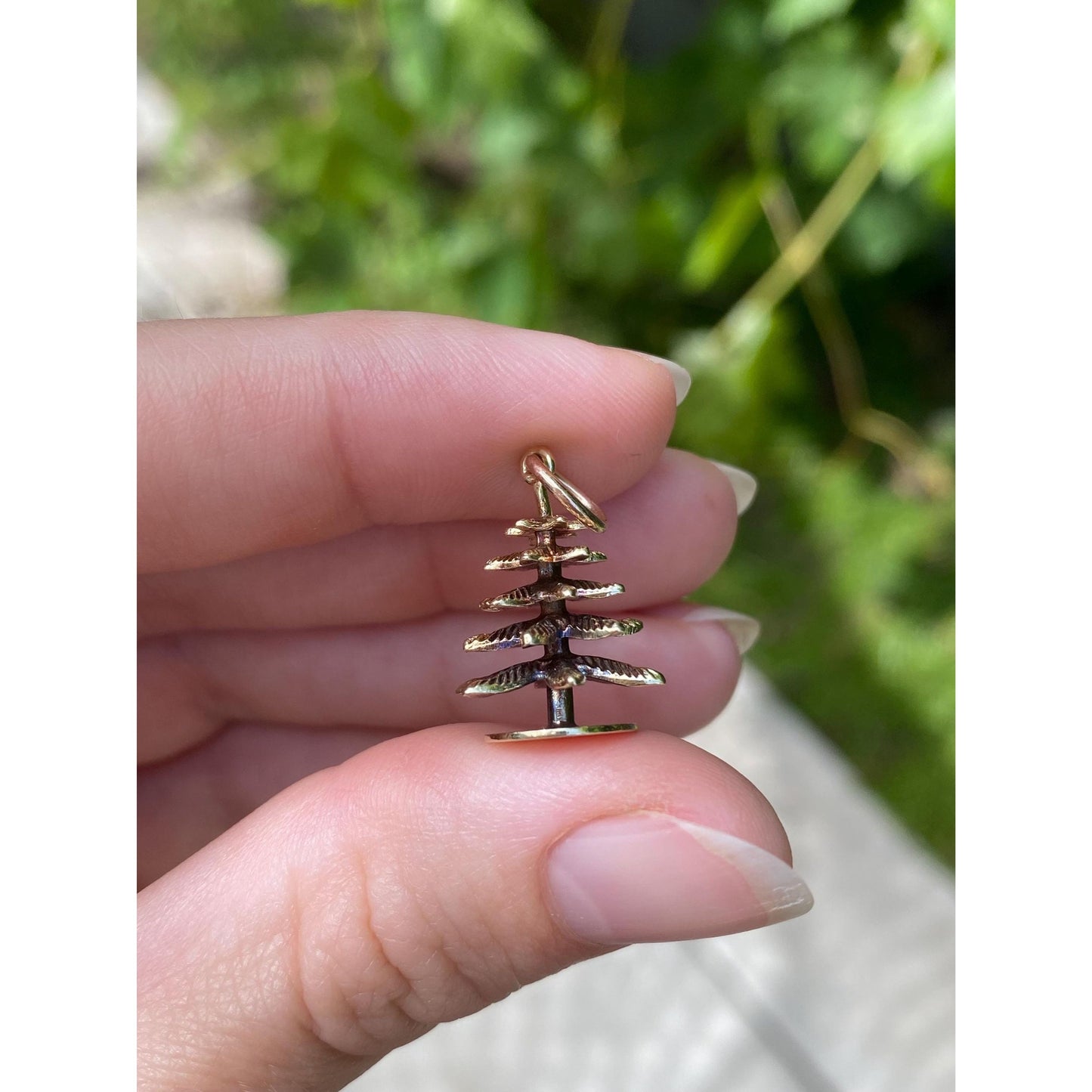 Vintage Solid 14k Yellow Gold Pine Fir Tree Charm