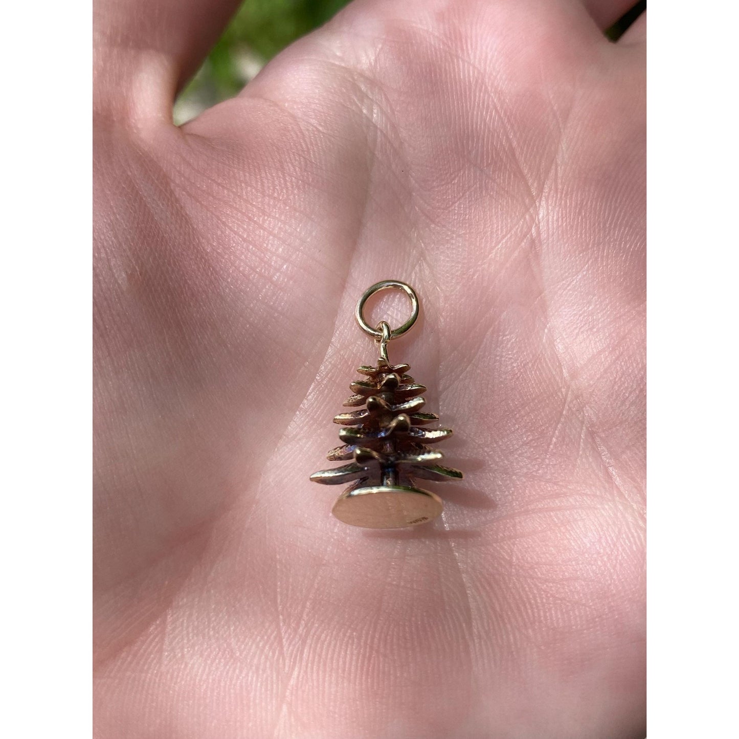 Vintage Solid 14k Yellow Gold Pine Fir Tree Charm