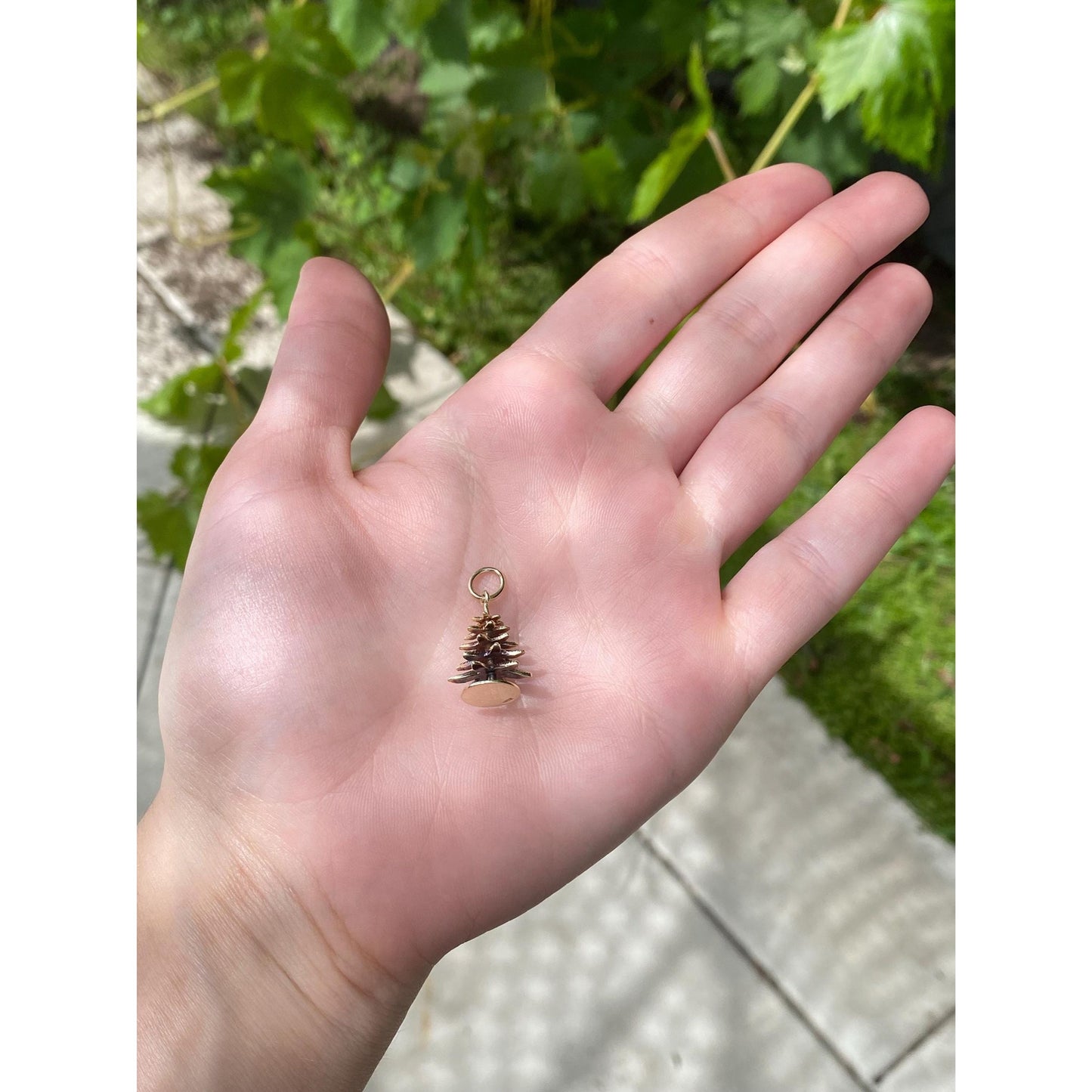 Vintage Solid 14k Yellow Gold Pine Fir Tree Charm