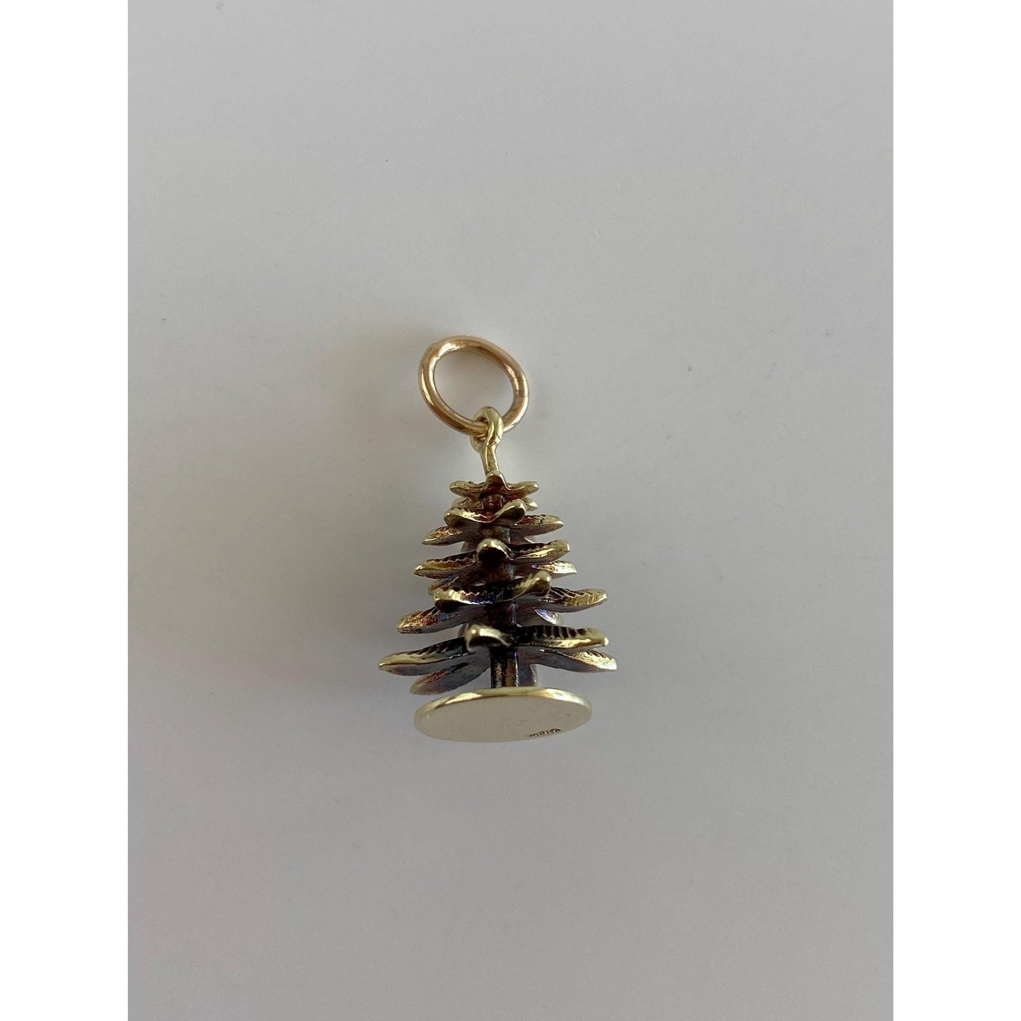 Vintage Solid 14k Yellow Gold Pine Fir Tree Charm