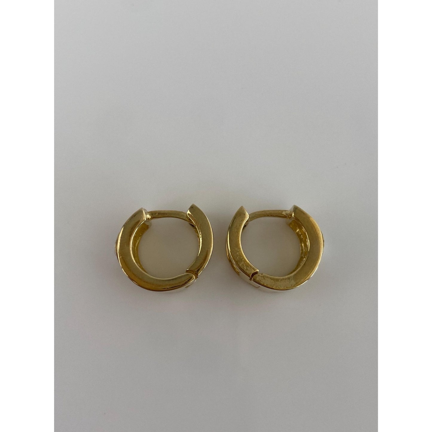 Vintage Solid 14k Yellow Gold Cubic Zirconia Hoop Earrings
