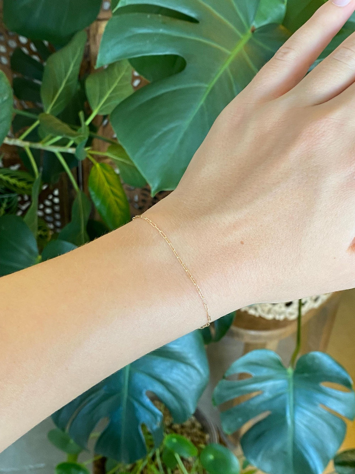 Vintage Solid 14k Yellow Gold Dainty Fancy Elongated Chain Bracelet - 6.5 inches