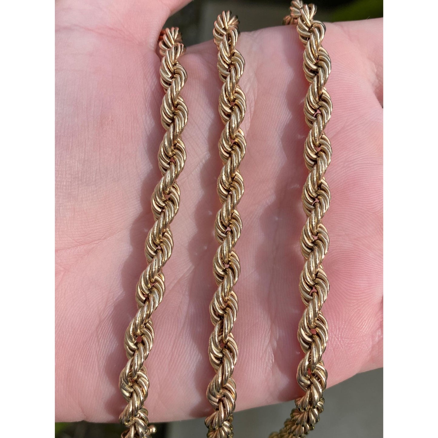 Vintage 14k Yellow Gold Chunky Rope Chain Necklace - 25.5 inches