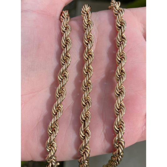 Vintage 14k Yellow Gold Chunky Rope Chain Necklace - 25.5 inches