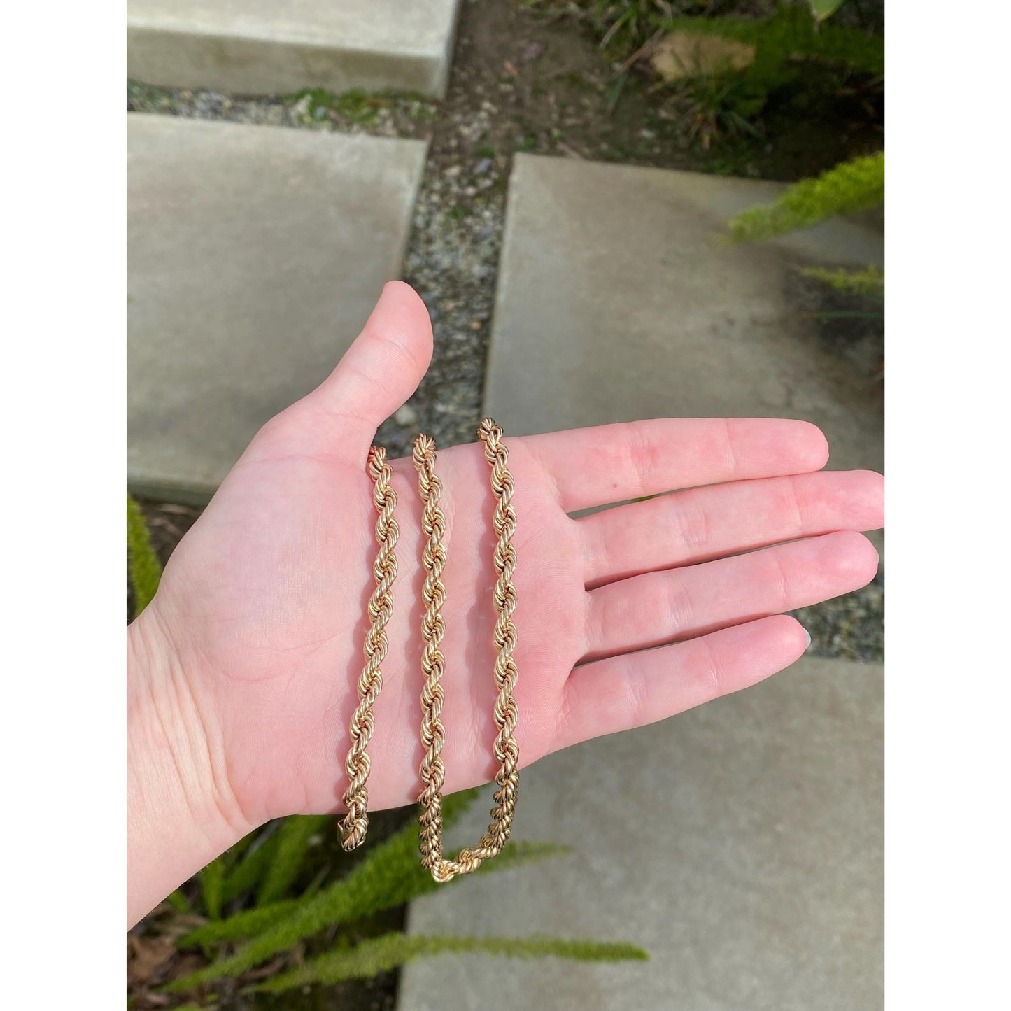 Vintage 14k Yellow Gold Chunky Rope Chain Necklace - 25.5 inches