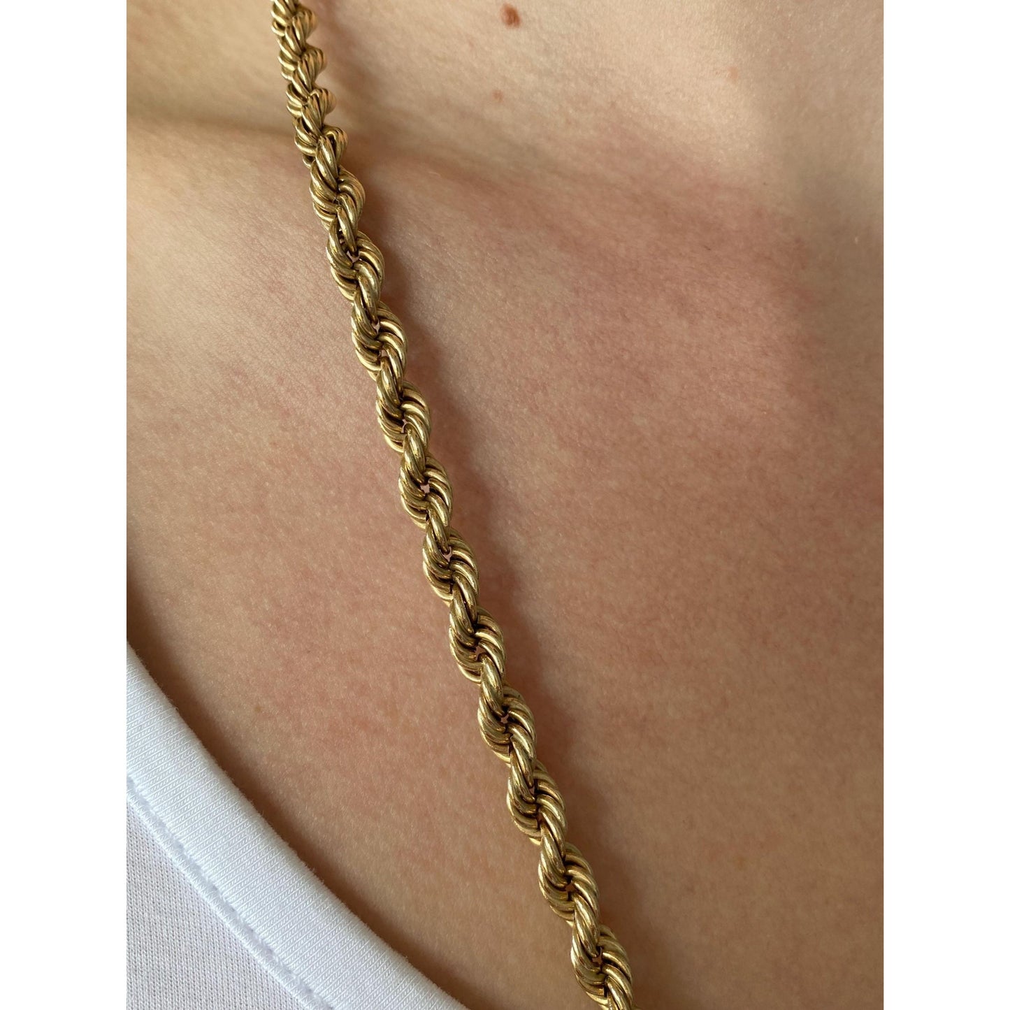 Vintage 14k Yellow Gold Chunky Rope Chain Necklace - 25.5 inches