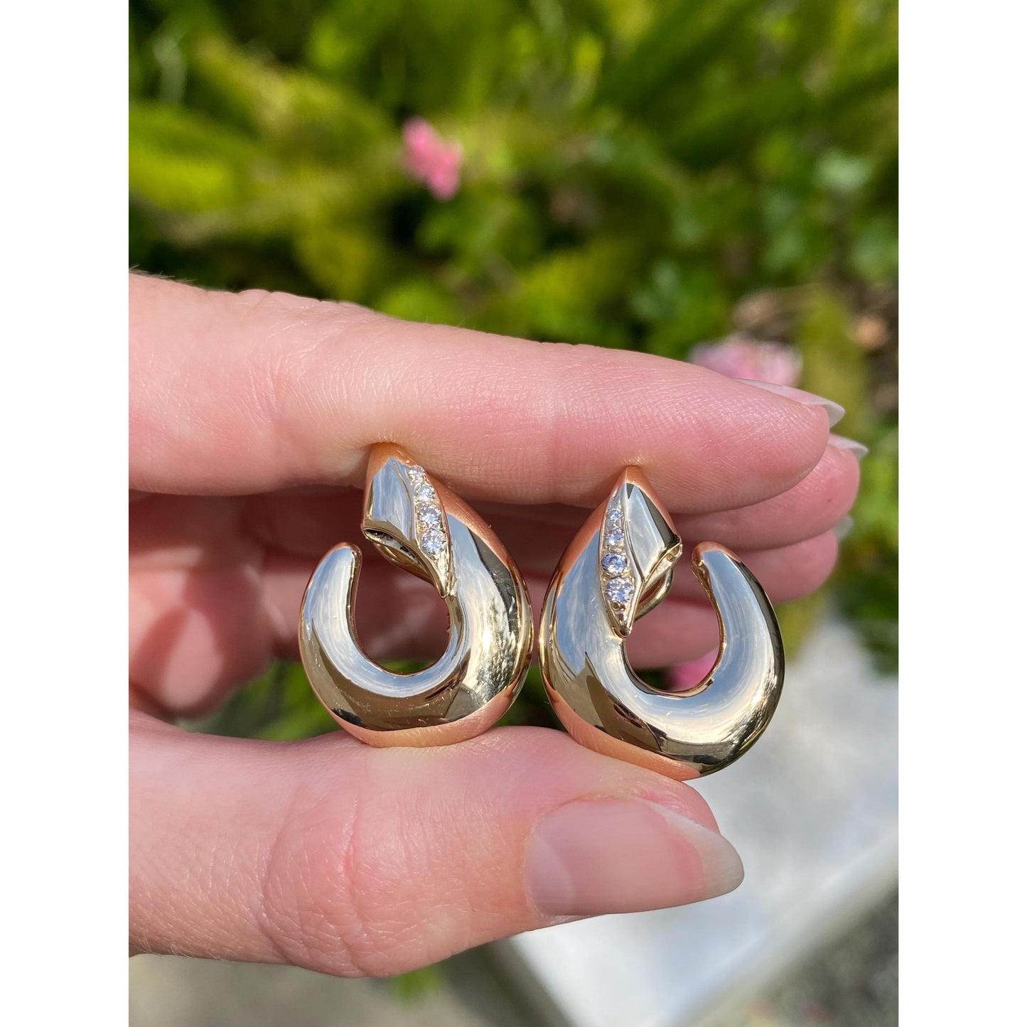 Vintage Solid 14k Yellow Gold Diamond Drop Earrings