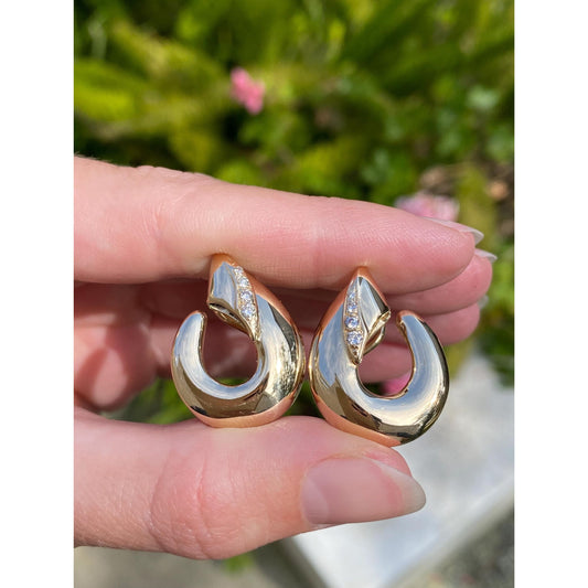 Vintage Solid 14k Yellow Gold Diamond Drop Earrings