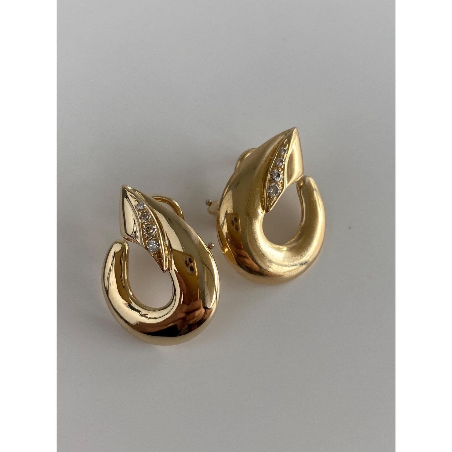 Vintage Solid 14k Yellow Gold Diamond Drop Earrings