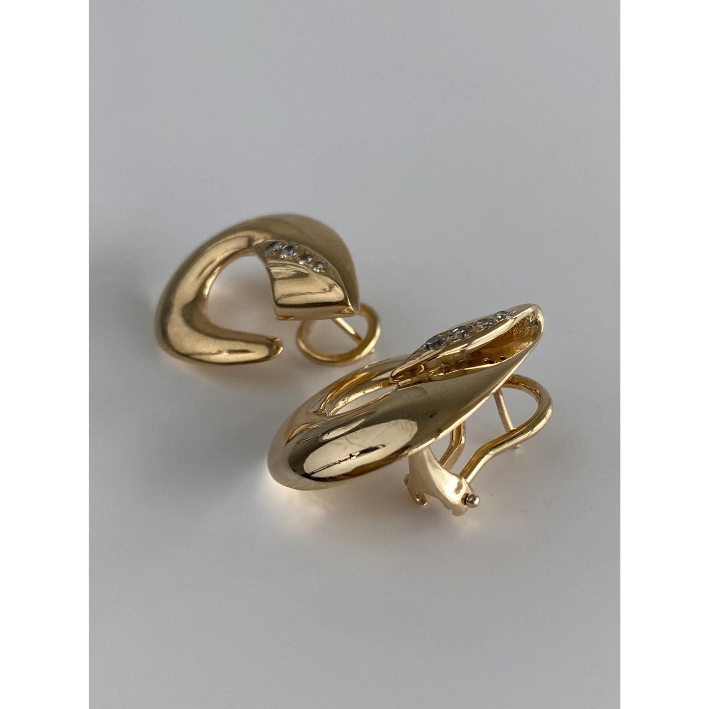 Vintage Solid 14k Yellow Gold Diamond Drop Earrings