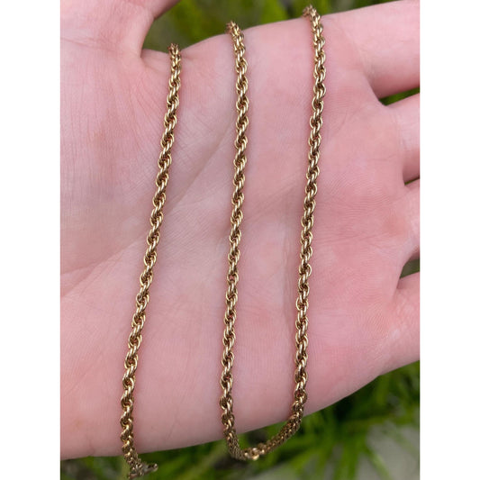 Vintage Solid 14k Yellow Gold Rope Chain Necklace - 25.5 inches