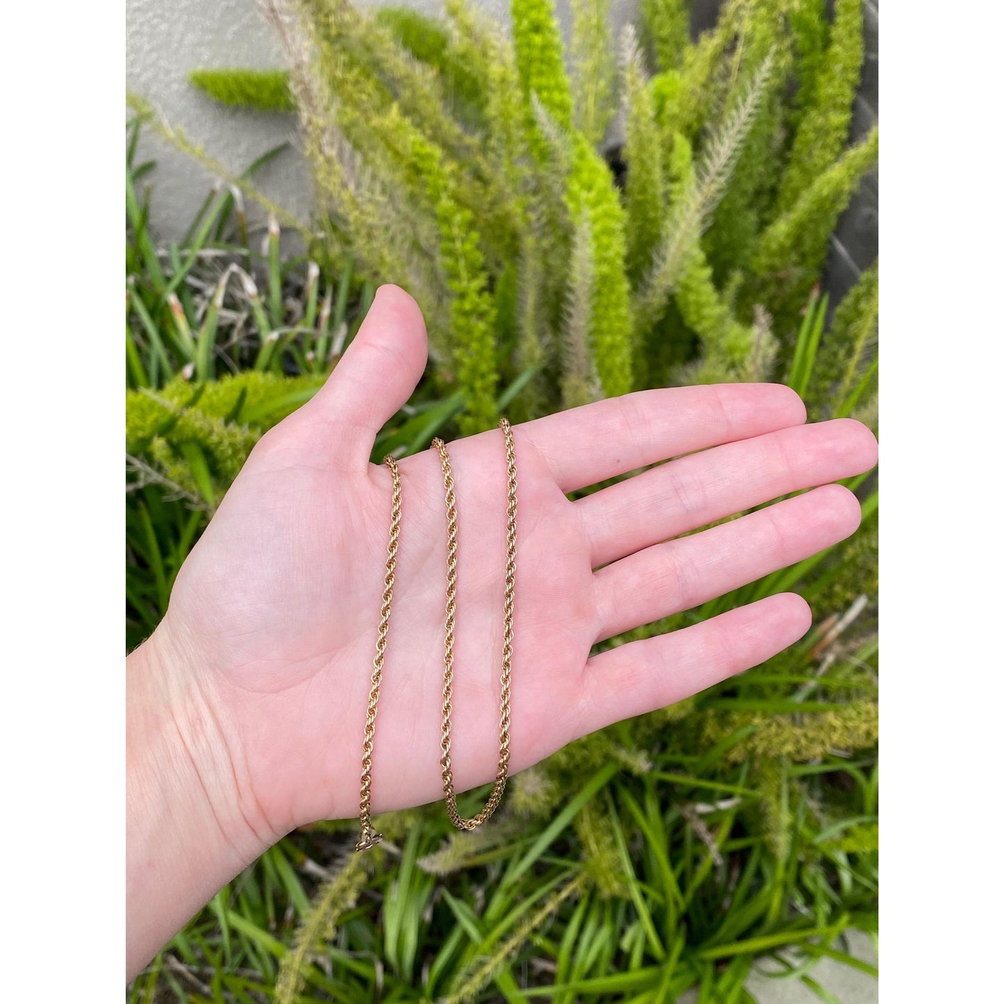 Vintage Solid 14k Yellow Gold Rope Chain Necklace - 25.5 inches