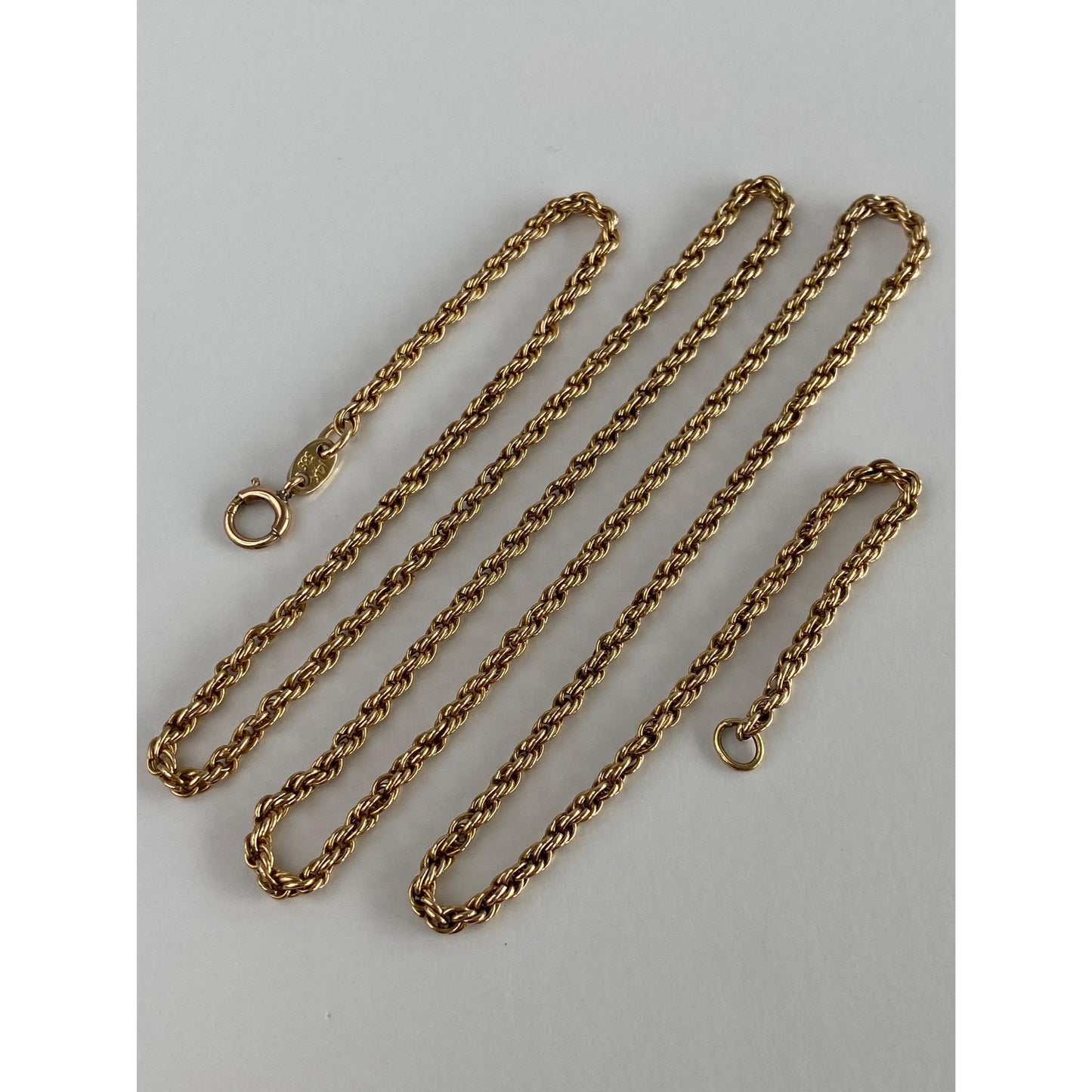 Vintage Solid 14k Yellow Gold Rope Chain Necklace - 25.5 inches