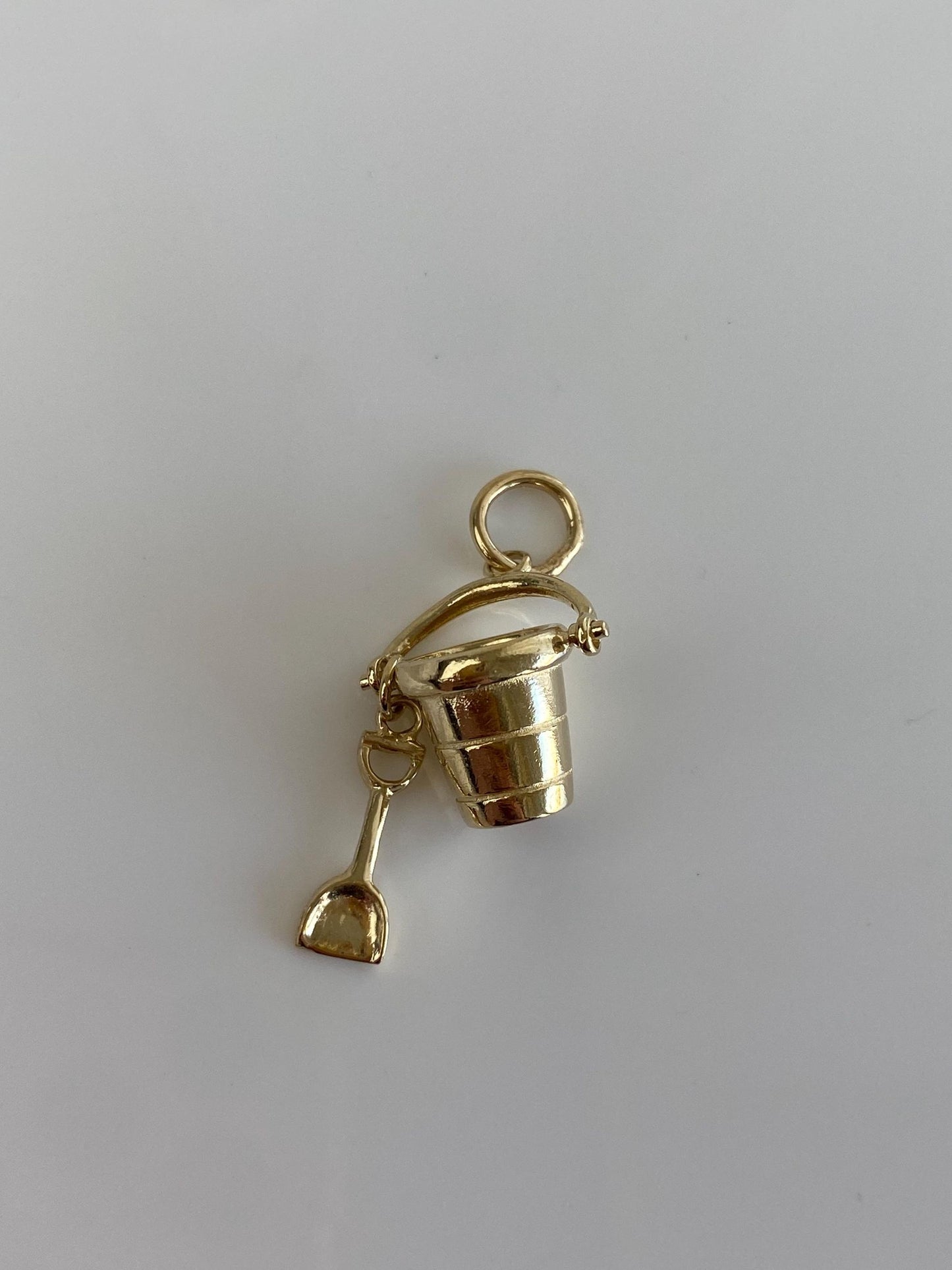Vintage Solid 14k Yellow Gold Bucket Shovel Charm