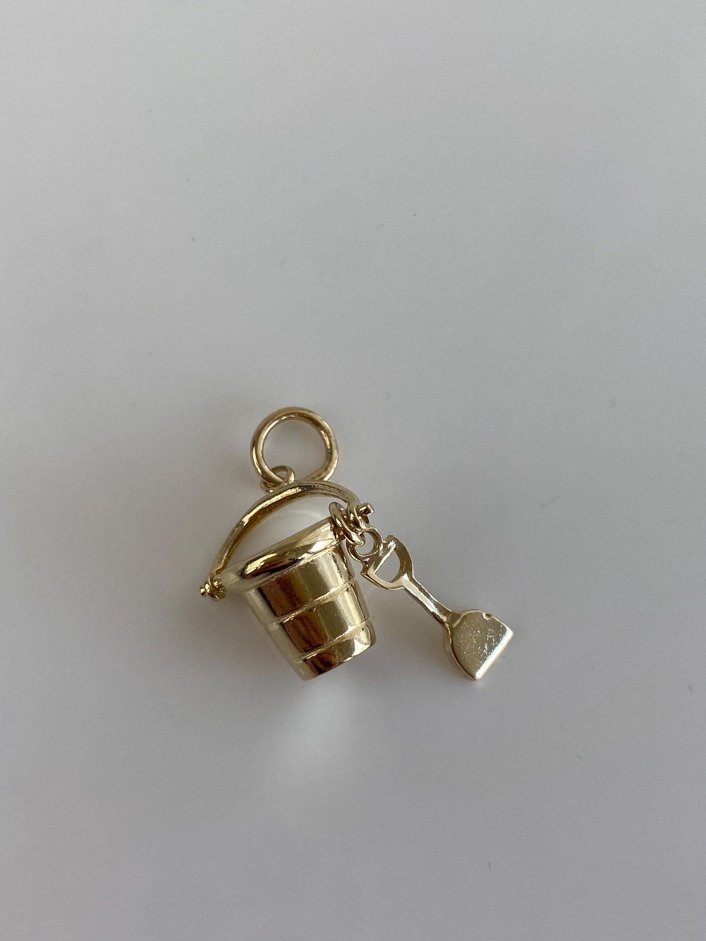 Vintage Solid 14k Yellow Gold Bucket Shovel Charm