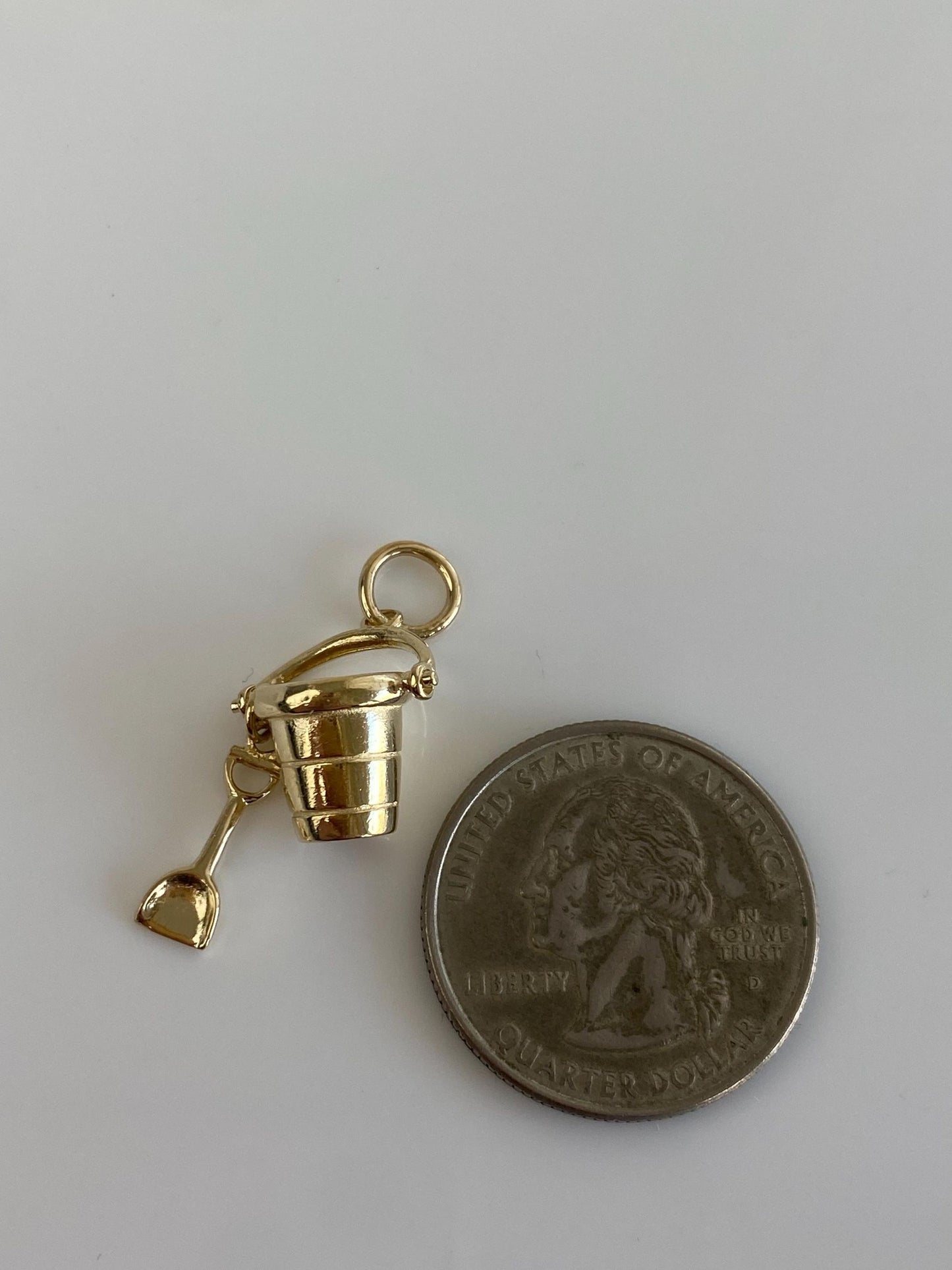Vintage Solid 14k Yellow Gold Bucket Shovel Charm