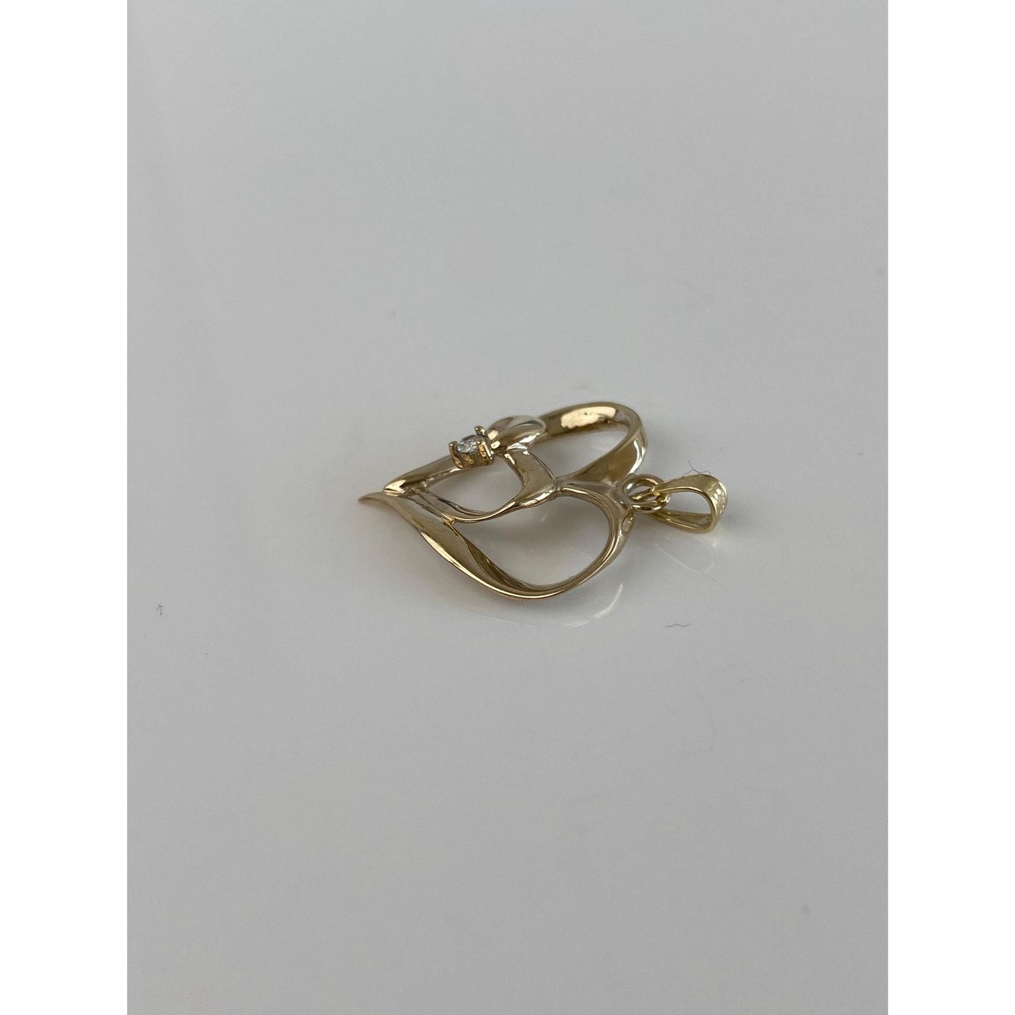 Vintage Solid 10k Yellow Gold Diamond Hearts Charm