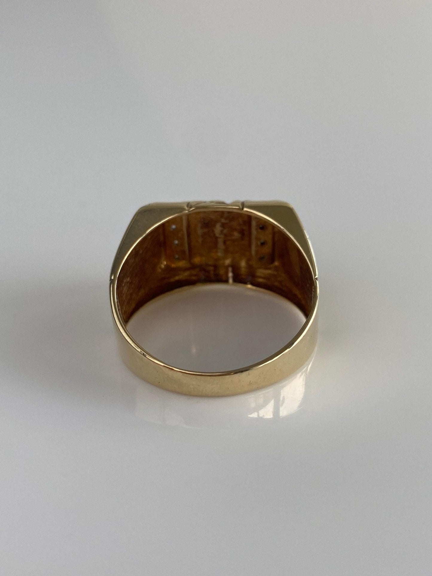 Vintage Solid 10k Yellow Gold Diamond Nugget Ring Band - Size 10.75