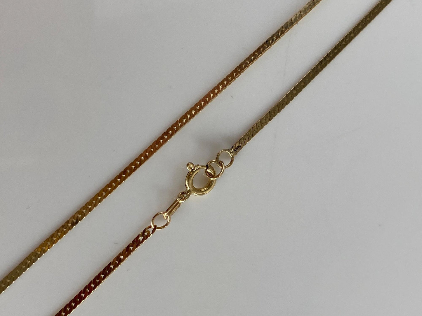 Vintage Solid 14k Yellow Gold Slim Flat Chain Necklace - 16.5 inches