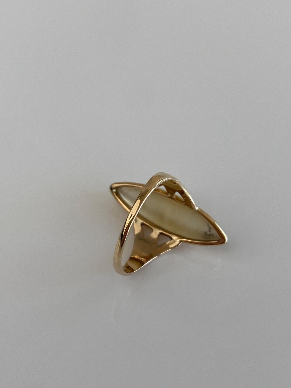 Vintage Solid 10k Yellow Gold Marquis Quartz Ring - Size 6.5