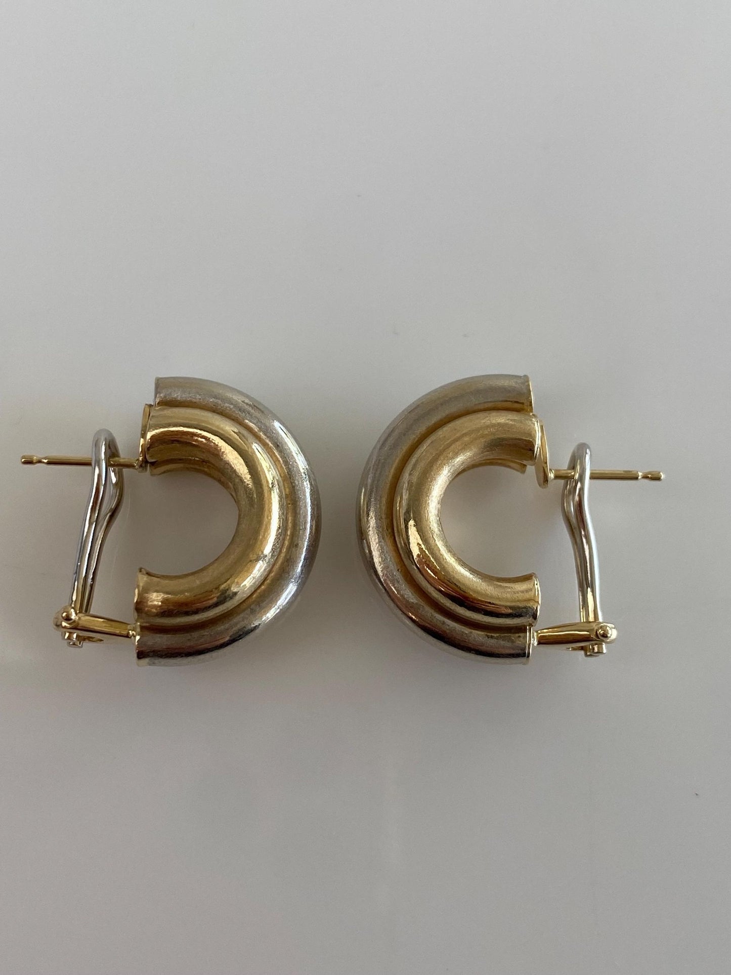 Vintage 14k White & Yellow Gold Layered Drop Earrings