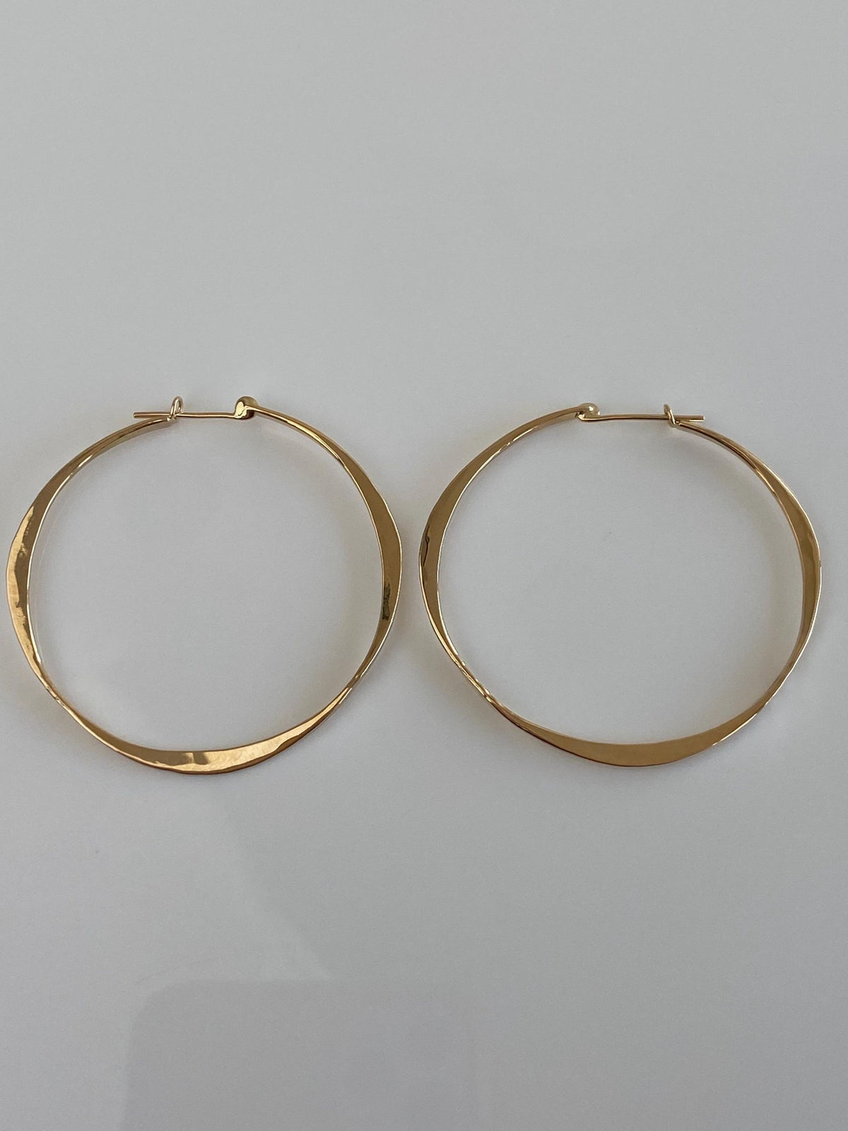 Vintage Solid 14k Yellow Gold Forged Hoop Earrings