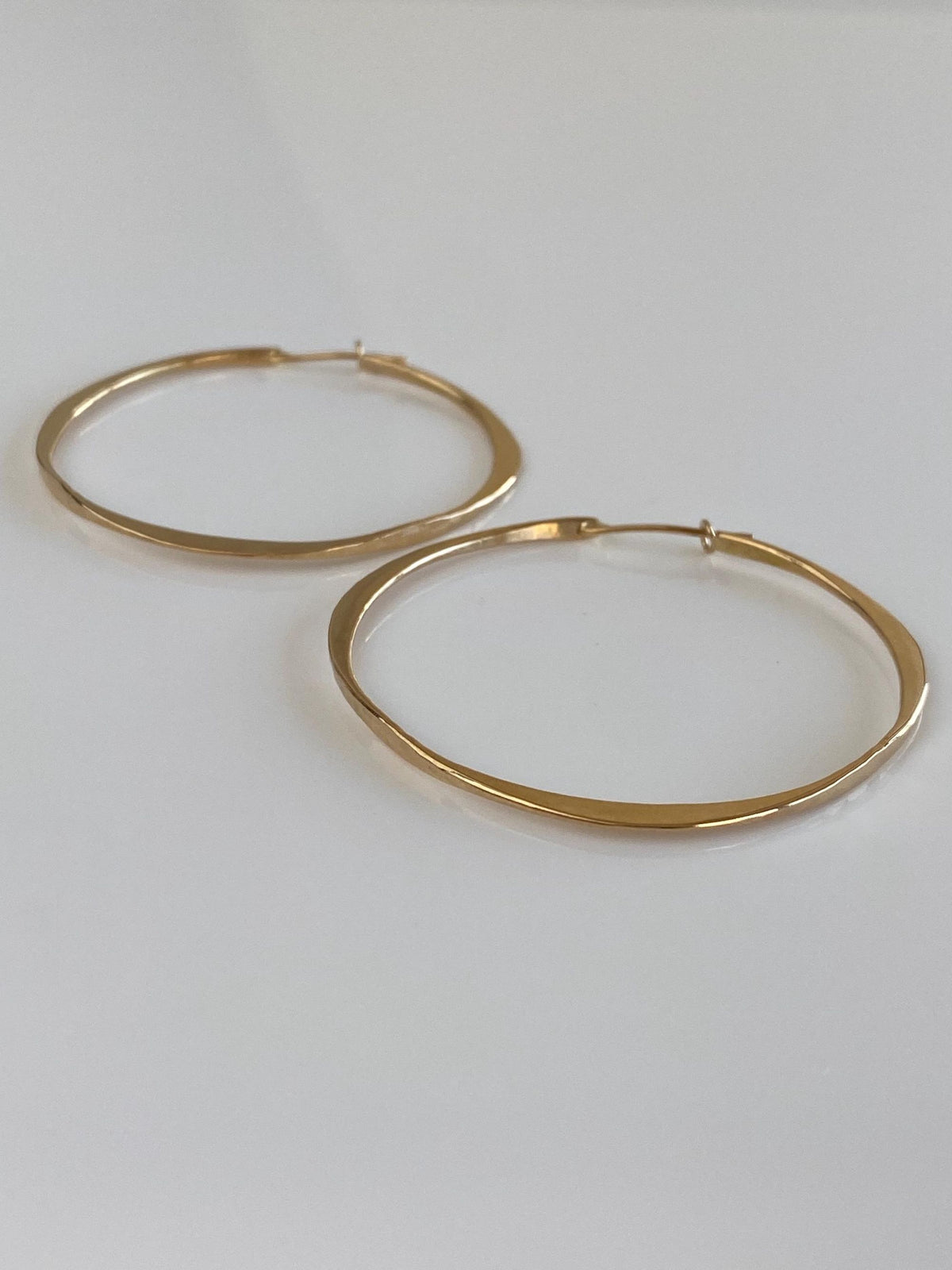 Vintage Solid 14k Yellow Gold Forged Hoop Earrings