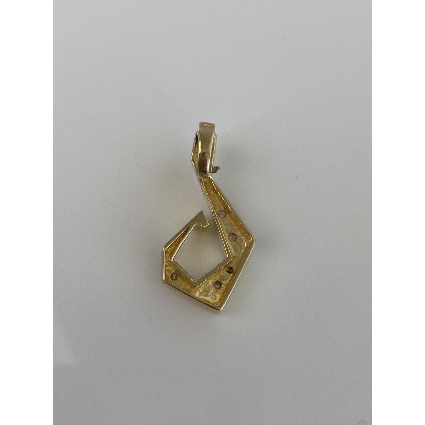 Vintage Solid 14k Yellow Gold Diamond Matte Abstract Slide Charm