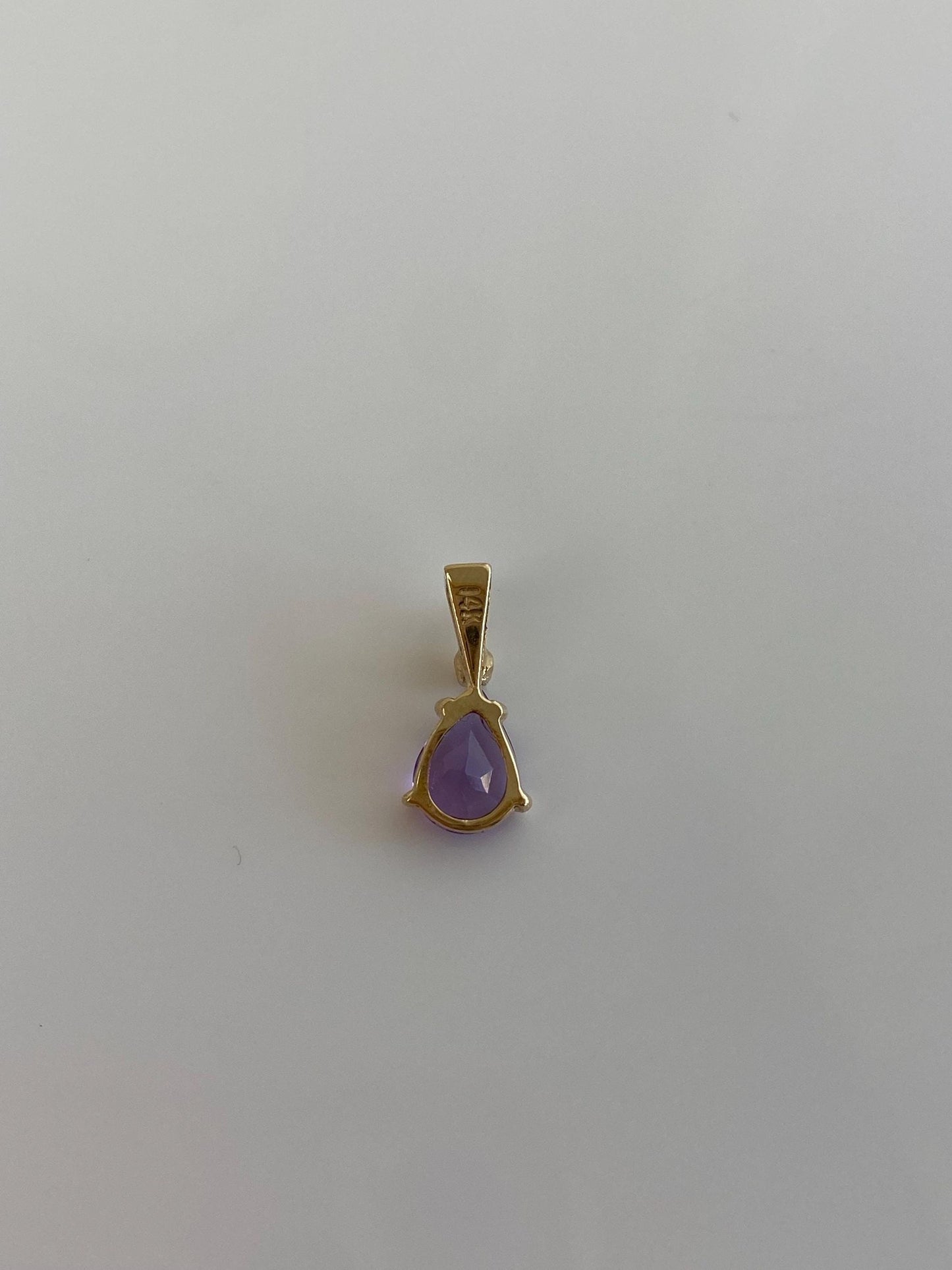 Vintage Solid 14k Yellow Gold Diamond Amethyst Charm