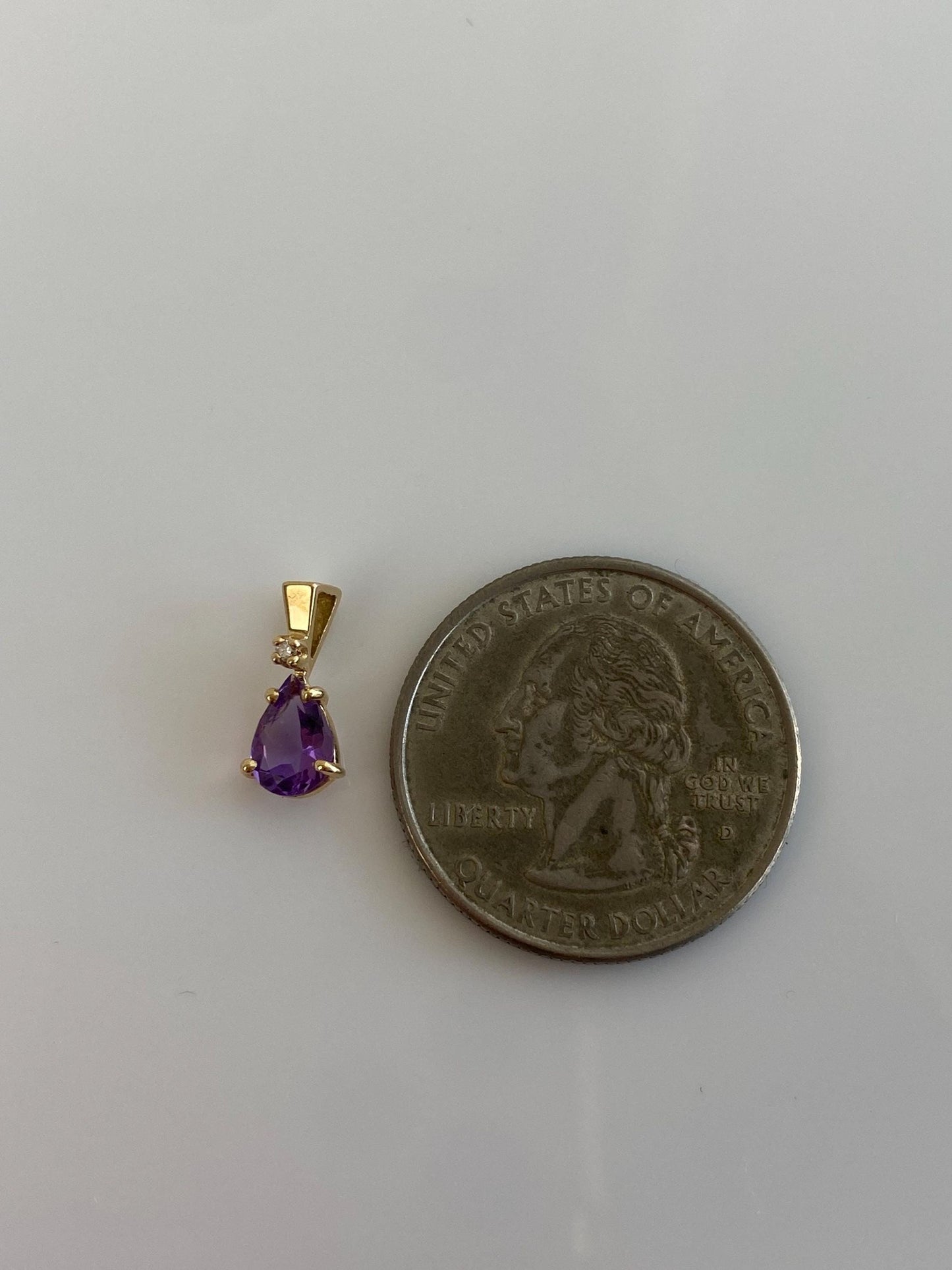 Vintage Solid 14k Yellow Gold Diamond Amethyst Charm
