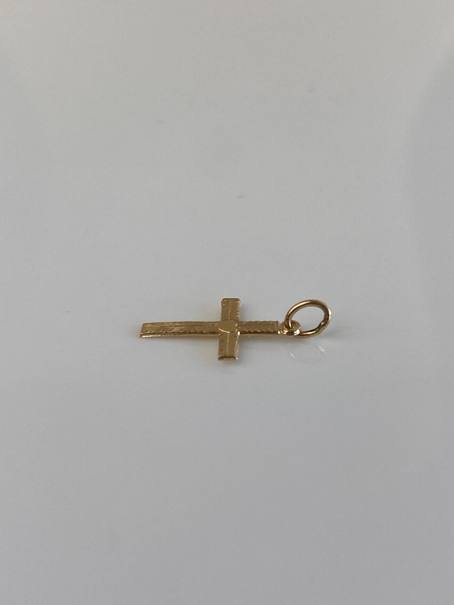 Vintage Solid 14k Yellow Gold Little Heart Cross Charm