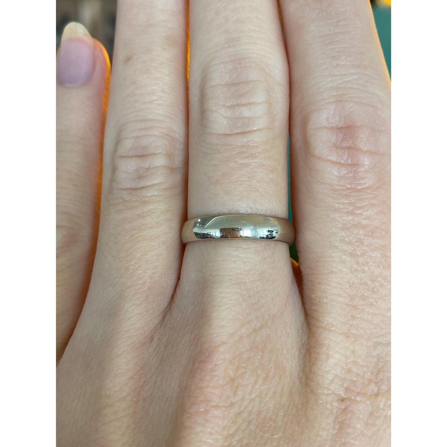 Vintage Solid 14k White Gold Ring Band - Size 6.25