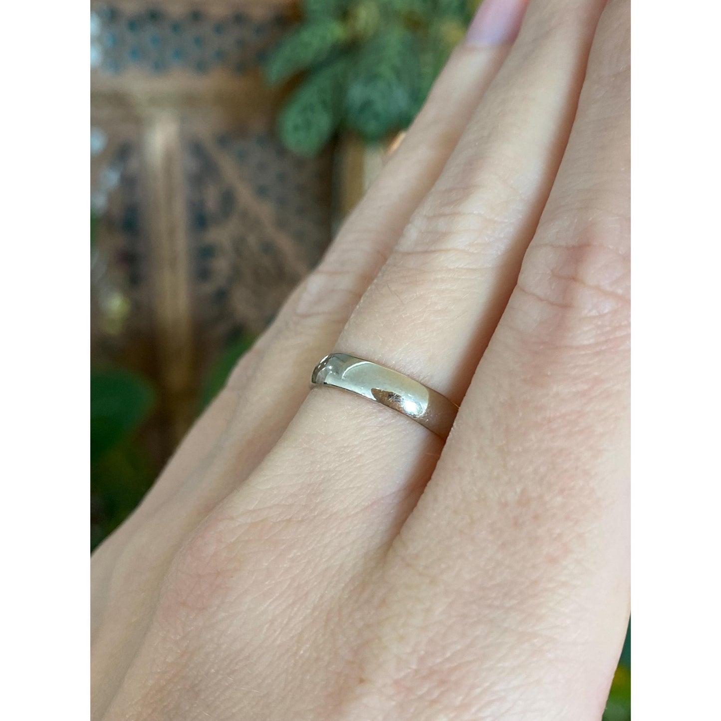 Vintage Solid 14k White Gold Ring Band - Size 6.25