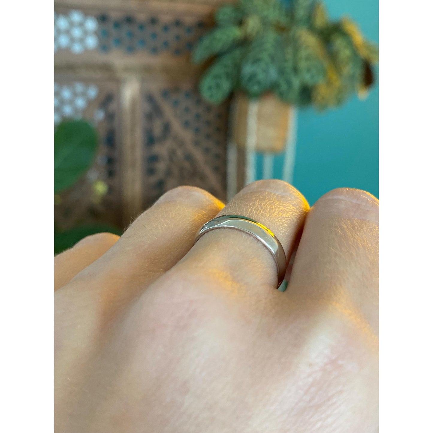 Vintage Solid 14k White Gold Ring Band - Size 6.25