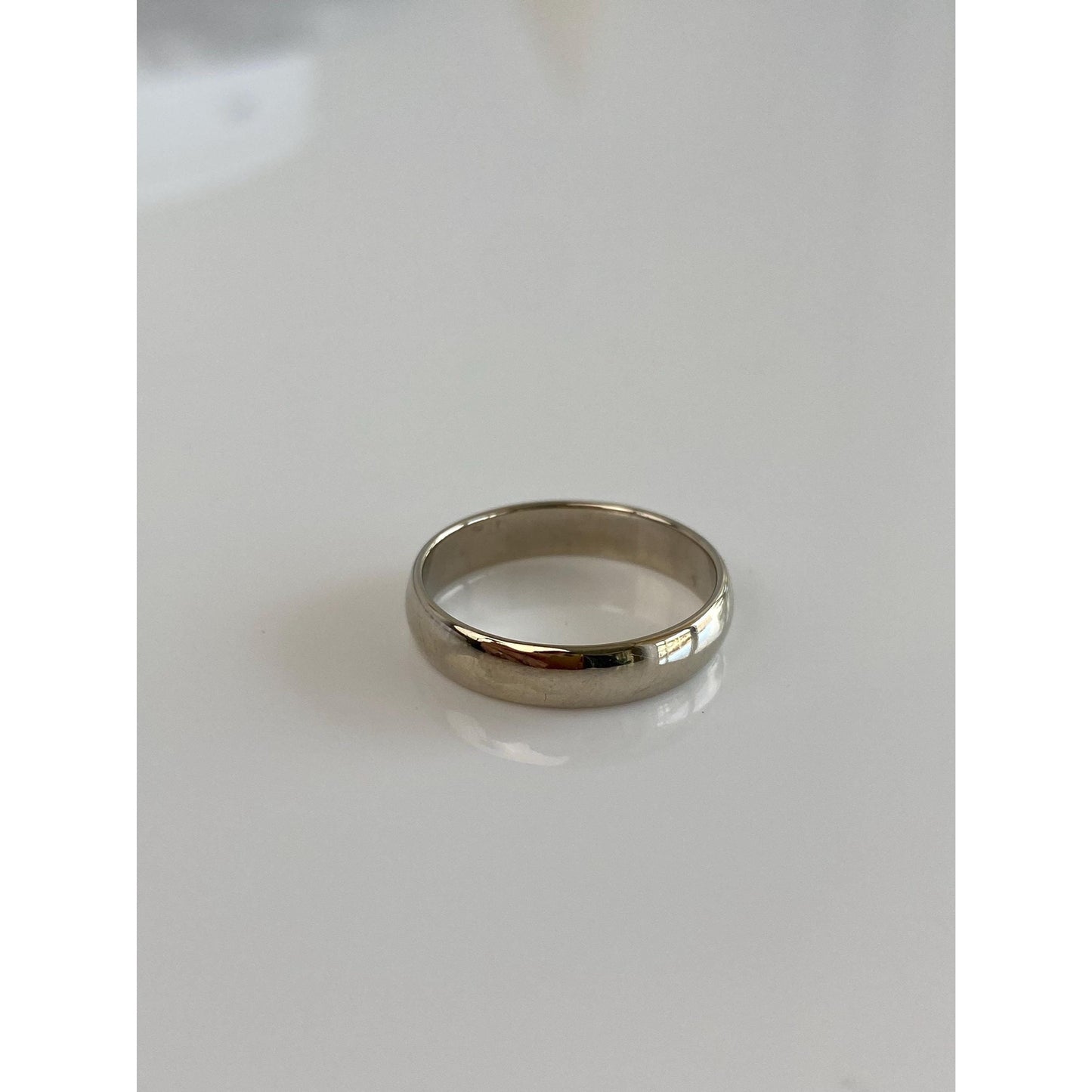 Vintage Solid 14k White Gold Ring Band - Size 6.25