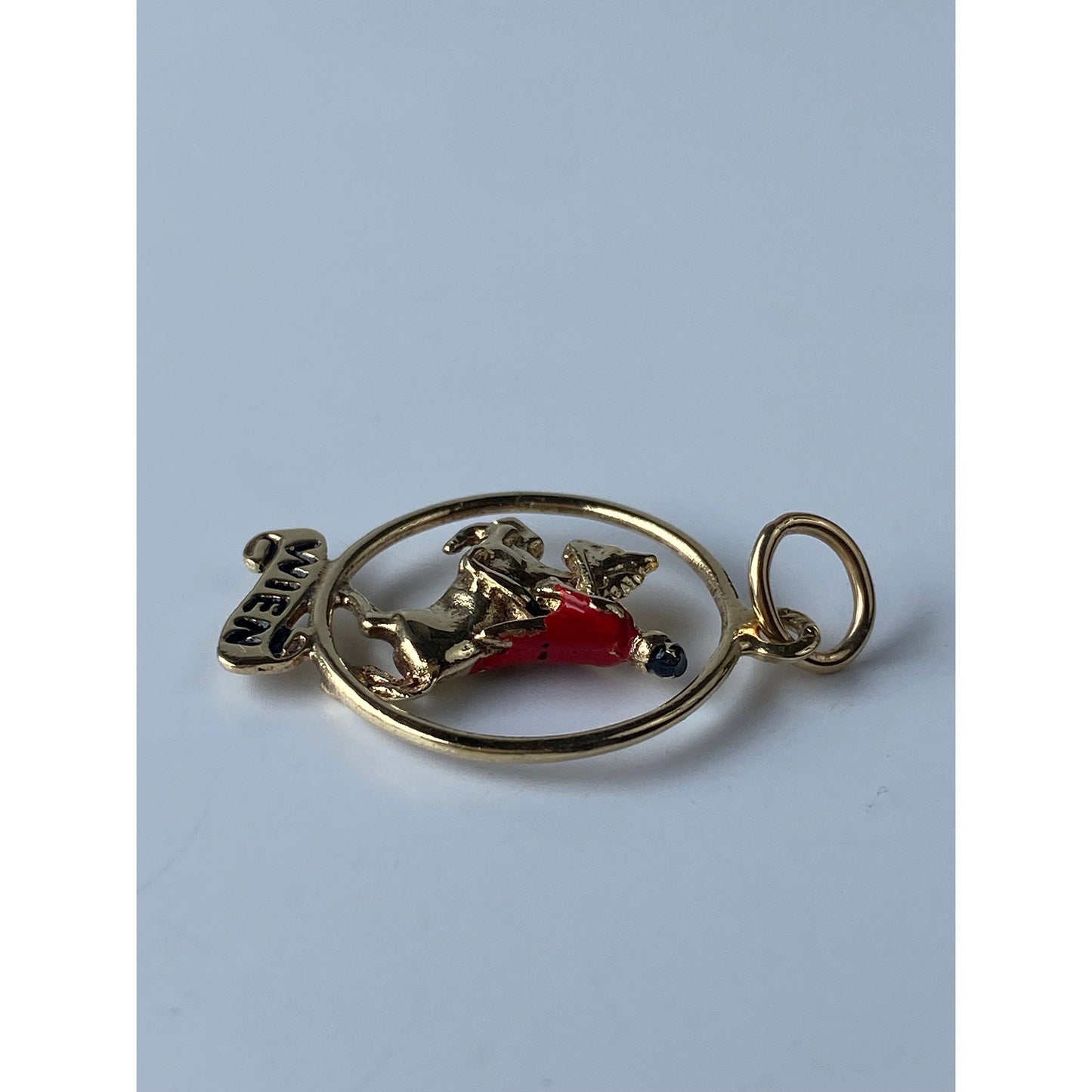 Vintage Solid 14k Yellow Gold Enamel Jockey Horse 'WIEN' Charm