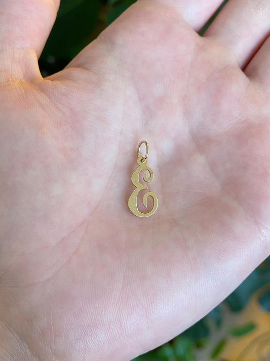 Solid 14k Yellow Gold Initial 'E' Charm