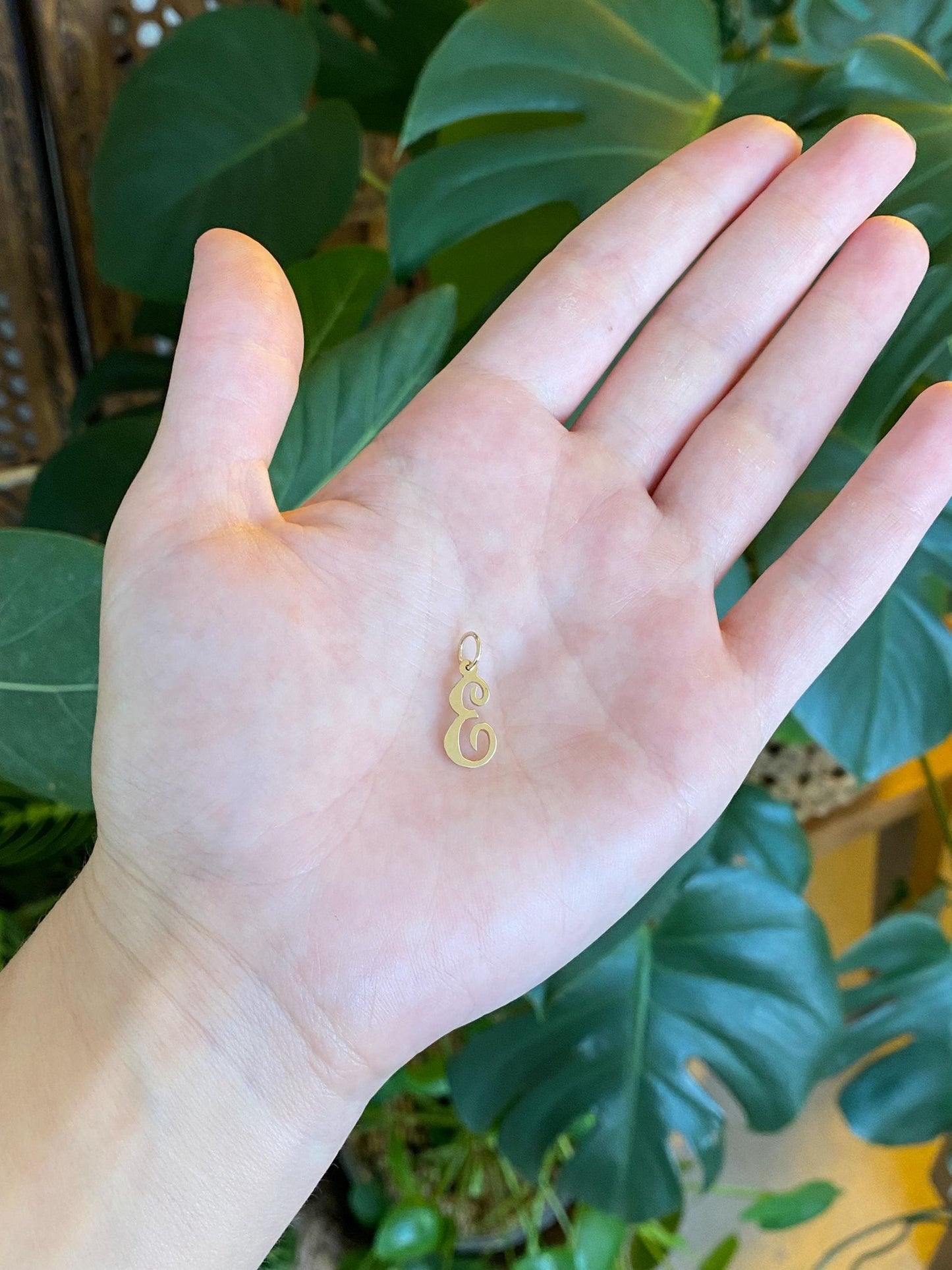 Solid 14k Yellow Gold Initial 'E' Charm