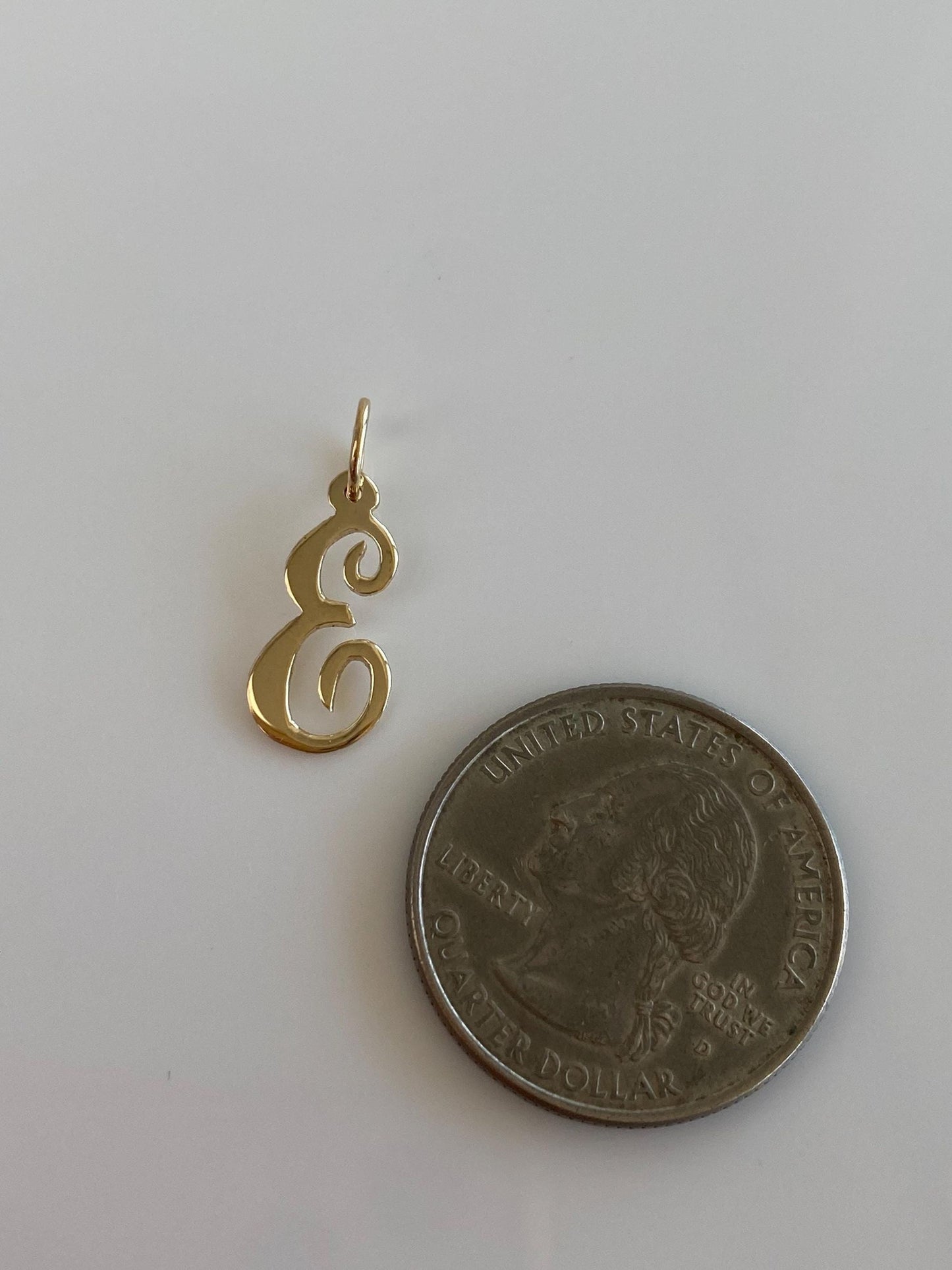Solid 14k Yellow Gold Initial 'E' Charm
