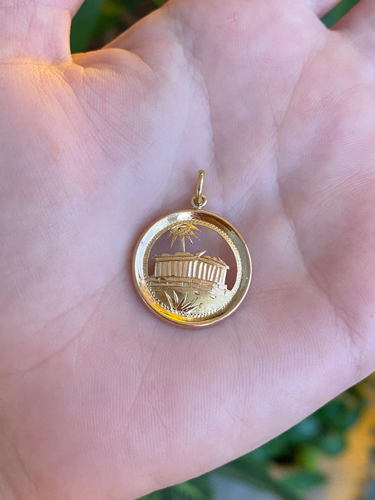 Vintage Solid 18k Yellow Gold Open Work Rome Charm