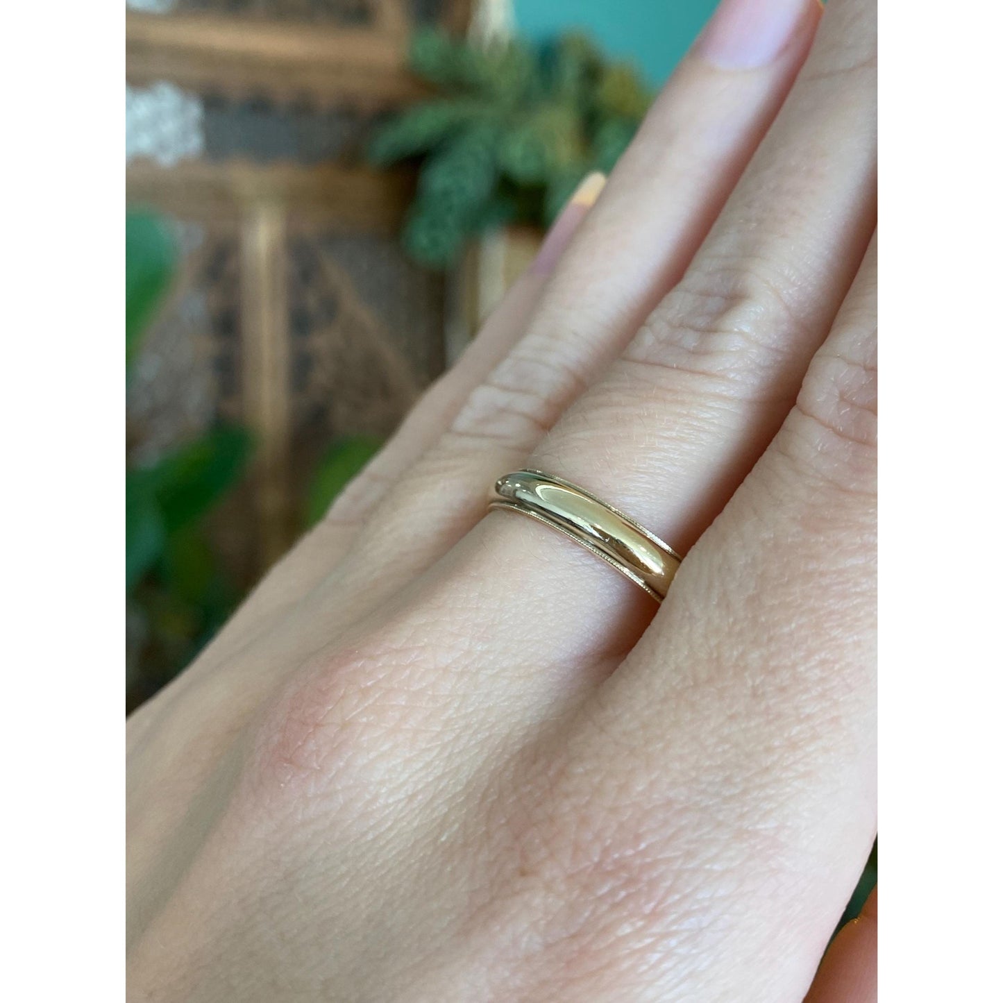 Vintage Solid 14k Yellow Gold Milgrain Ring Band - Size 10.25