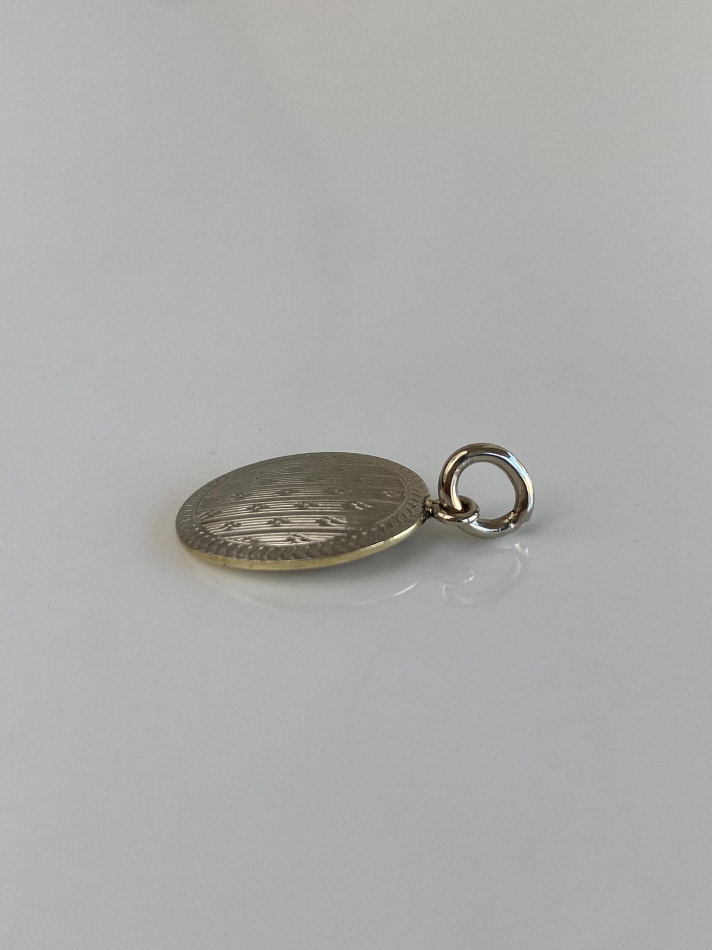 Vintage Solid 14k White Gold Design Cufflink Conversion Charm